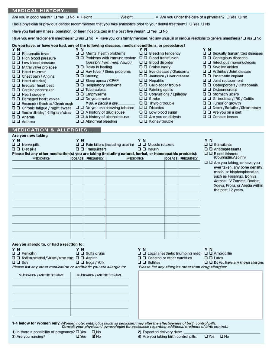 67 Medical History Forms [Word, Pdf] – Printable Templates Throughout Medical Appointment Card Template Free