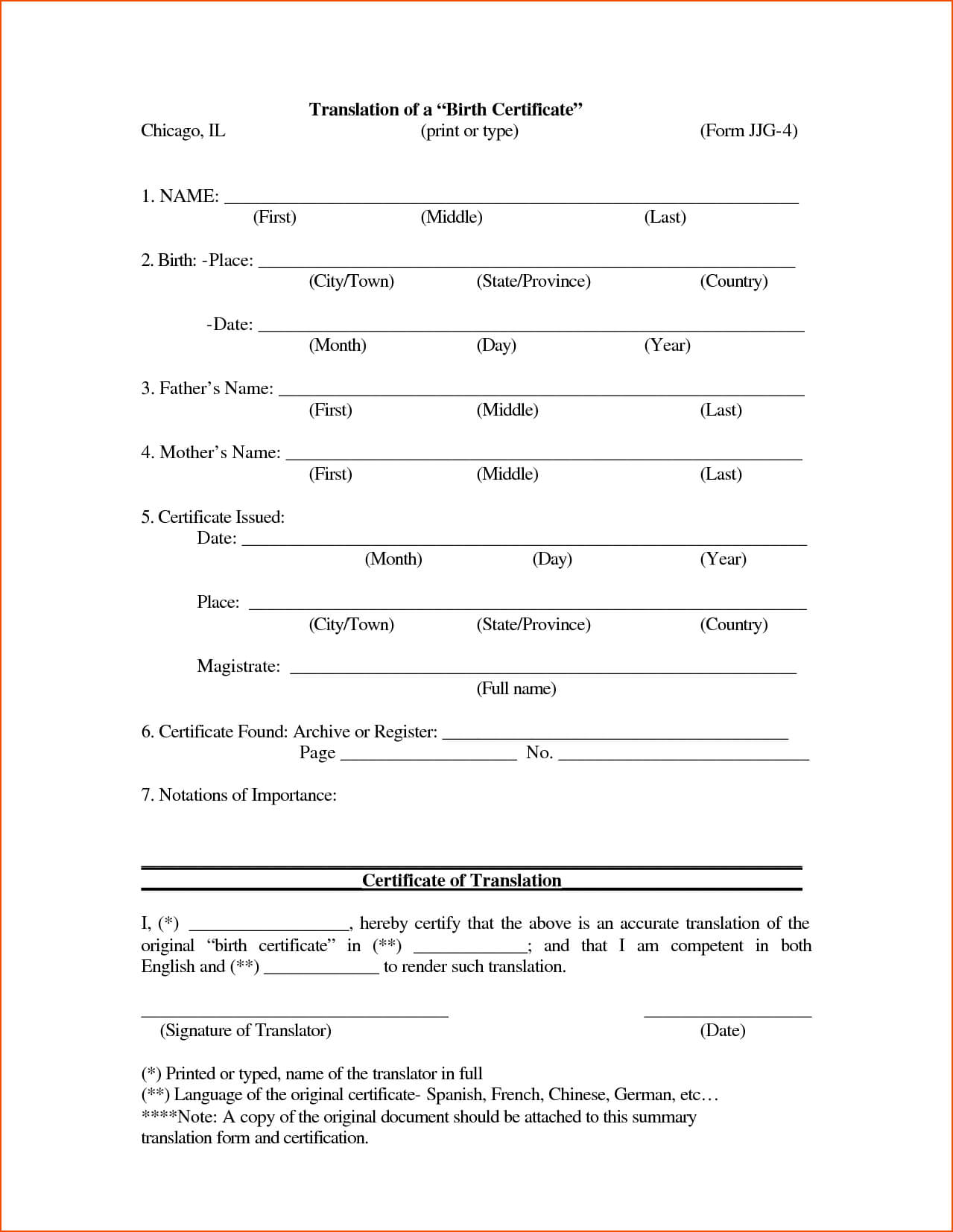 7+ Birth Certificate Template For Microsoft Word Within Editable Birth Certificate Template