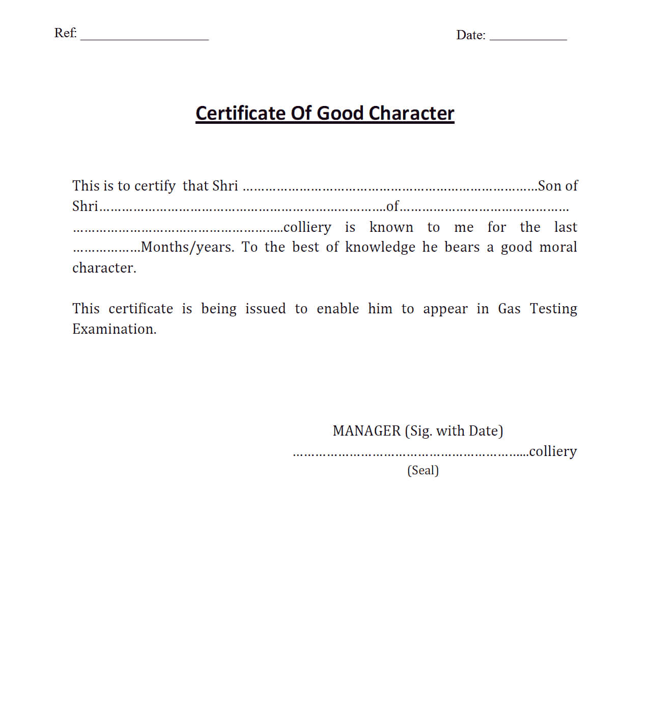 7+ Character Certificate Templates – Word Excel Samples In Good Conduct Certificate Template