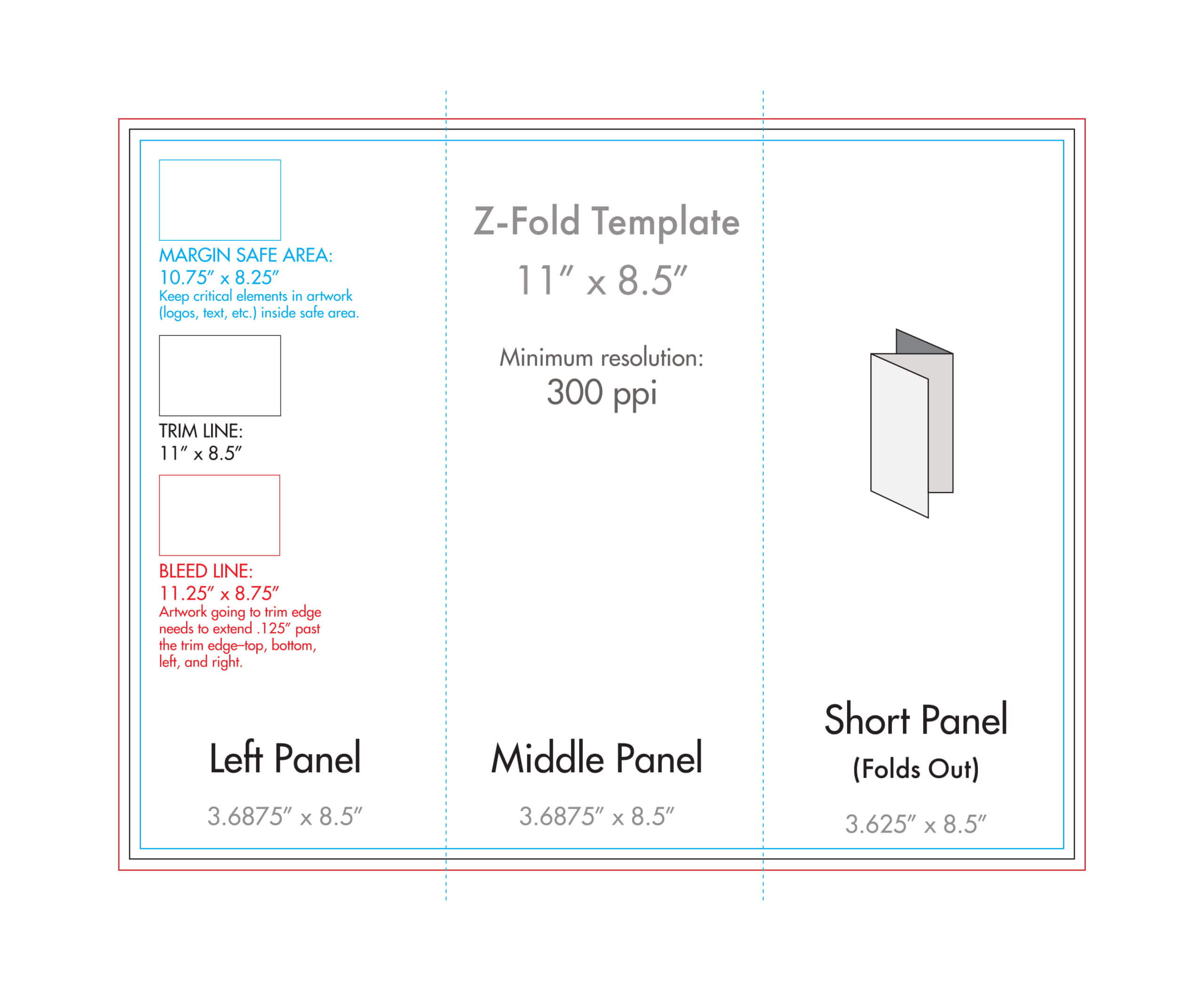 8.5" X 11" Z Fold Brochure Template – U.s. Press With Regard To 8.5 X11 Brochure Template