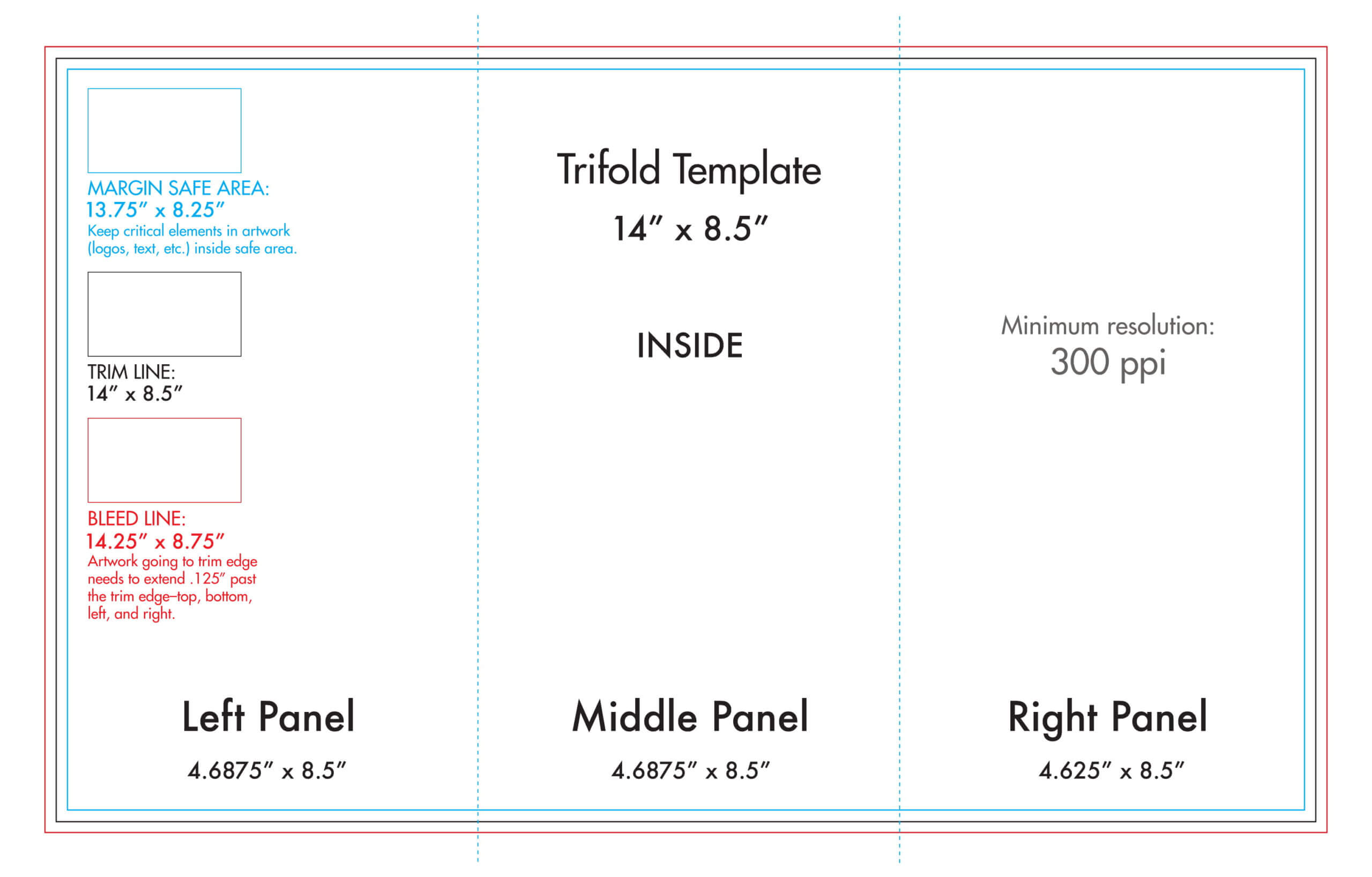 8.5" X 14" Tri Fold Brochure Template – U.s. Press Inside Three Panel Brochure Template