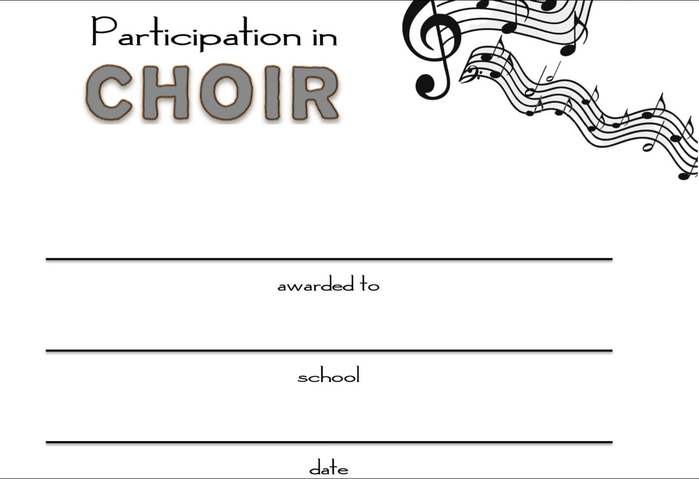 8+ Free Choir Certificate Of Participation Templates - Pdf With Regard To Choir Certificate Template