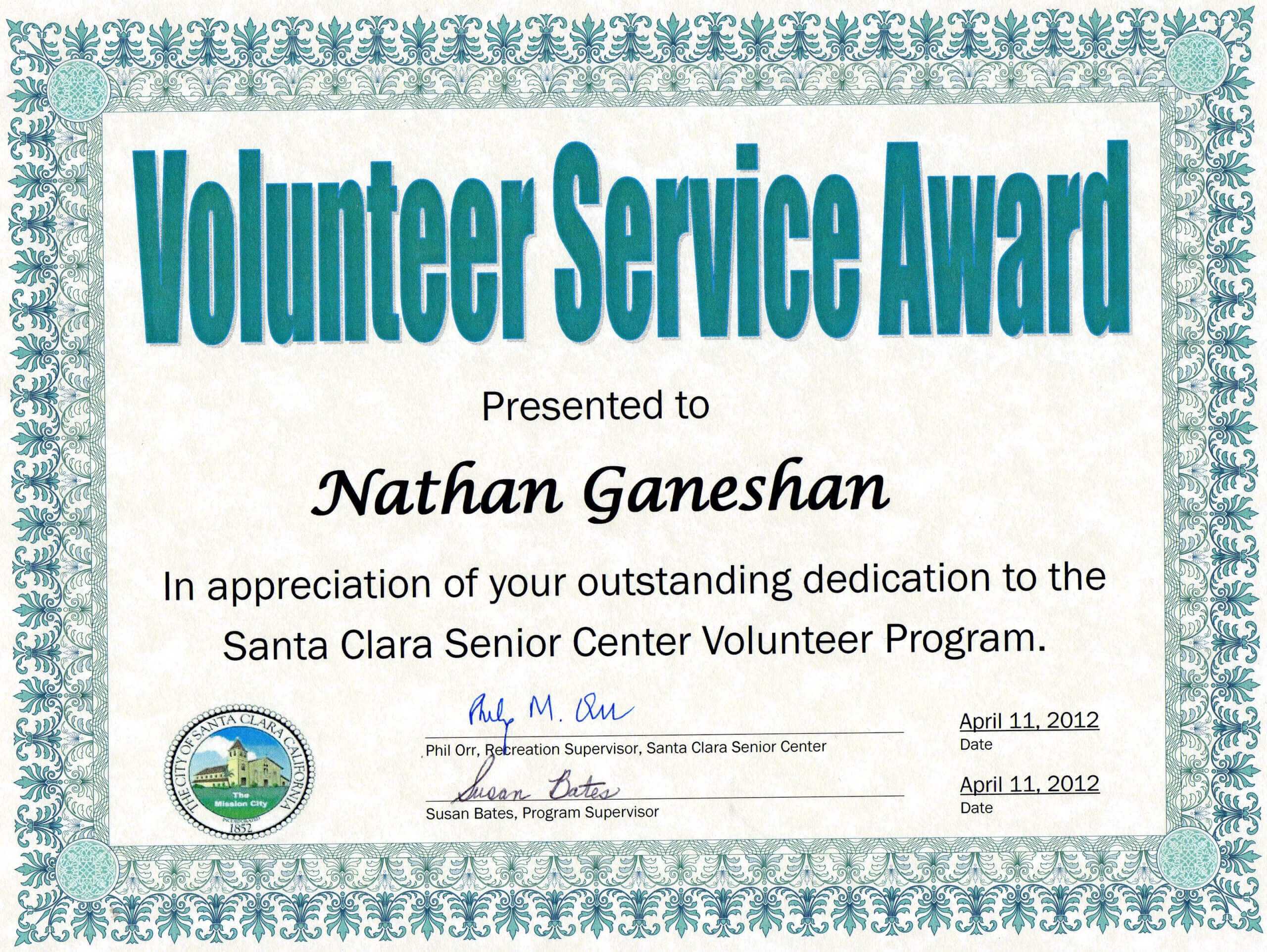 8 Free Printable Certificates Of Appreciation Templates Pertaining To Volunteer Award Certificate Template