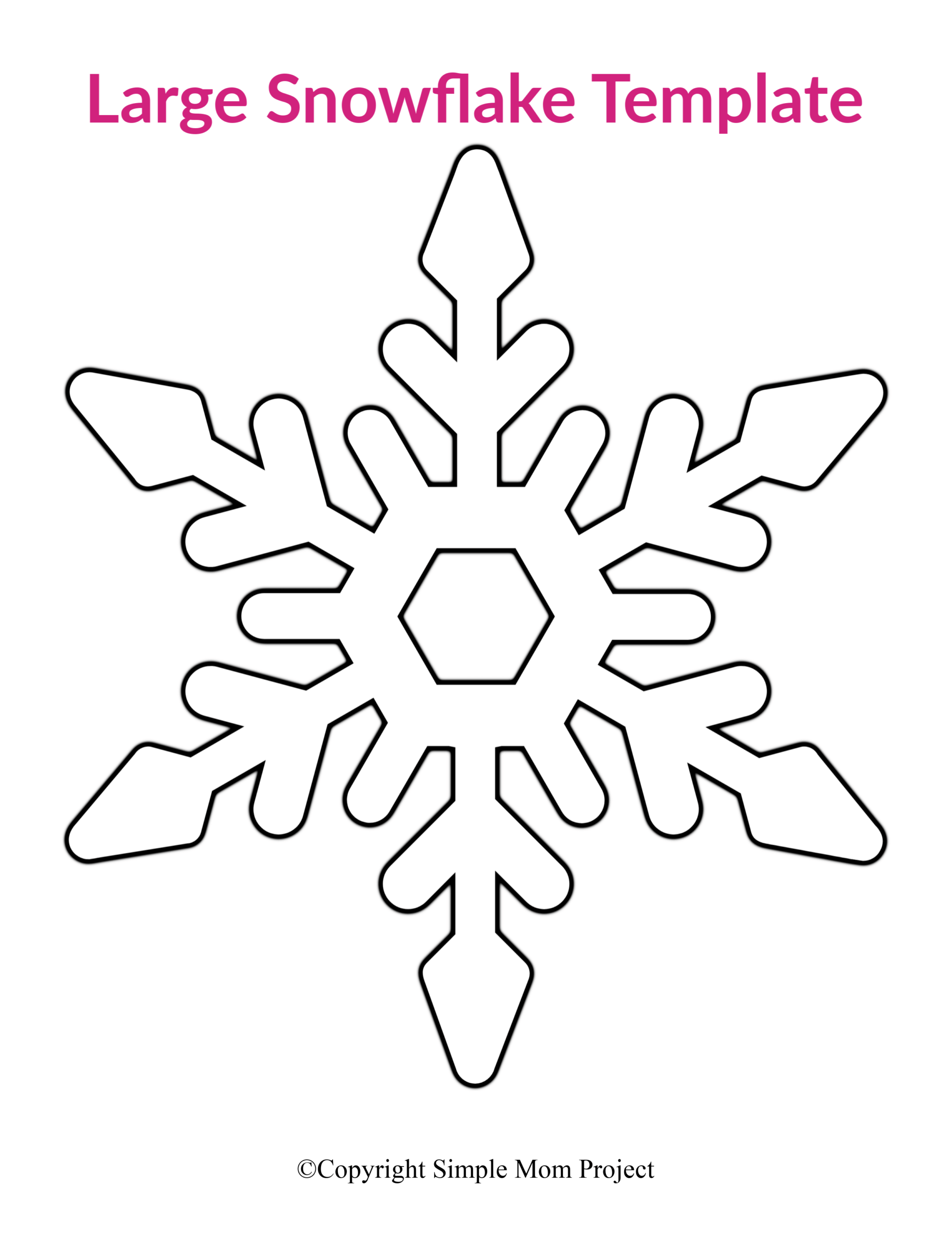 8 Free Printable Large Snowflake Templates – Simple Mom Project Pertaining To Blank Snowflake Template