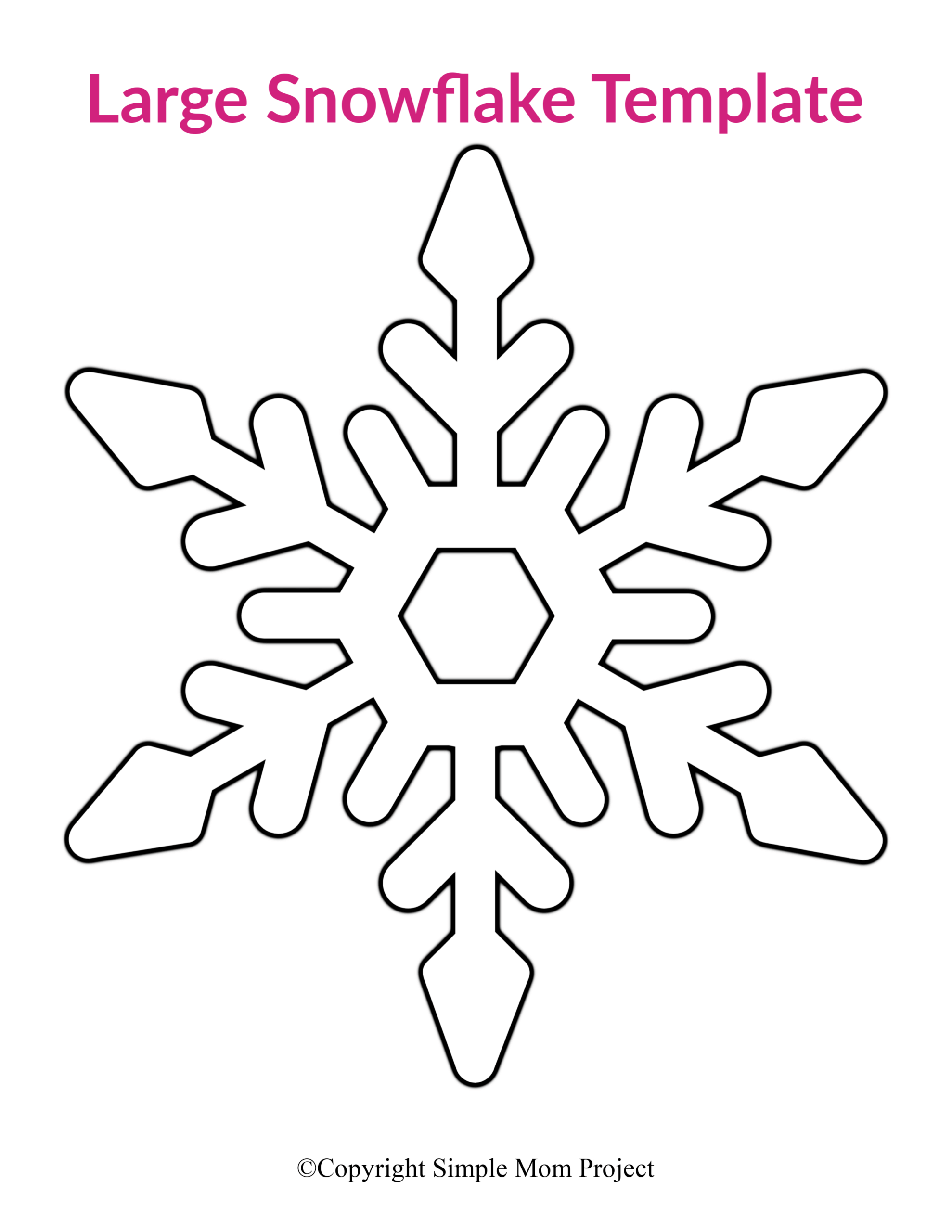 8 Free Printable Large Snowflake Templates Simple Mom Project Pertaining To Blank Snowflake 