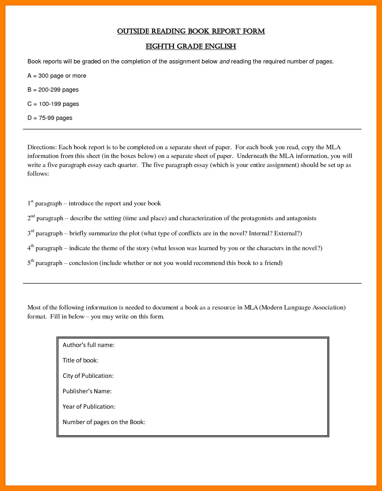 8+ Free Sample Book Reports | Shrewd Investment In High School Book Report Template