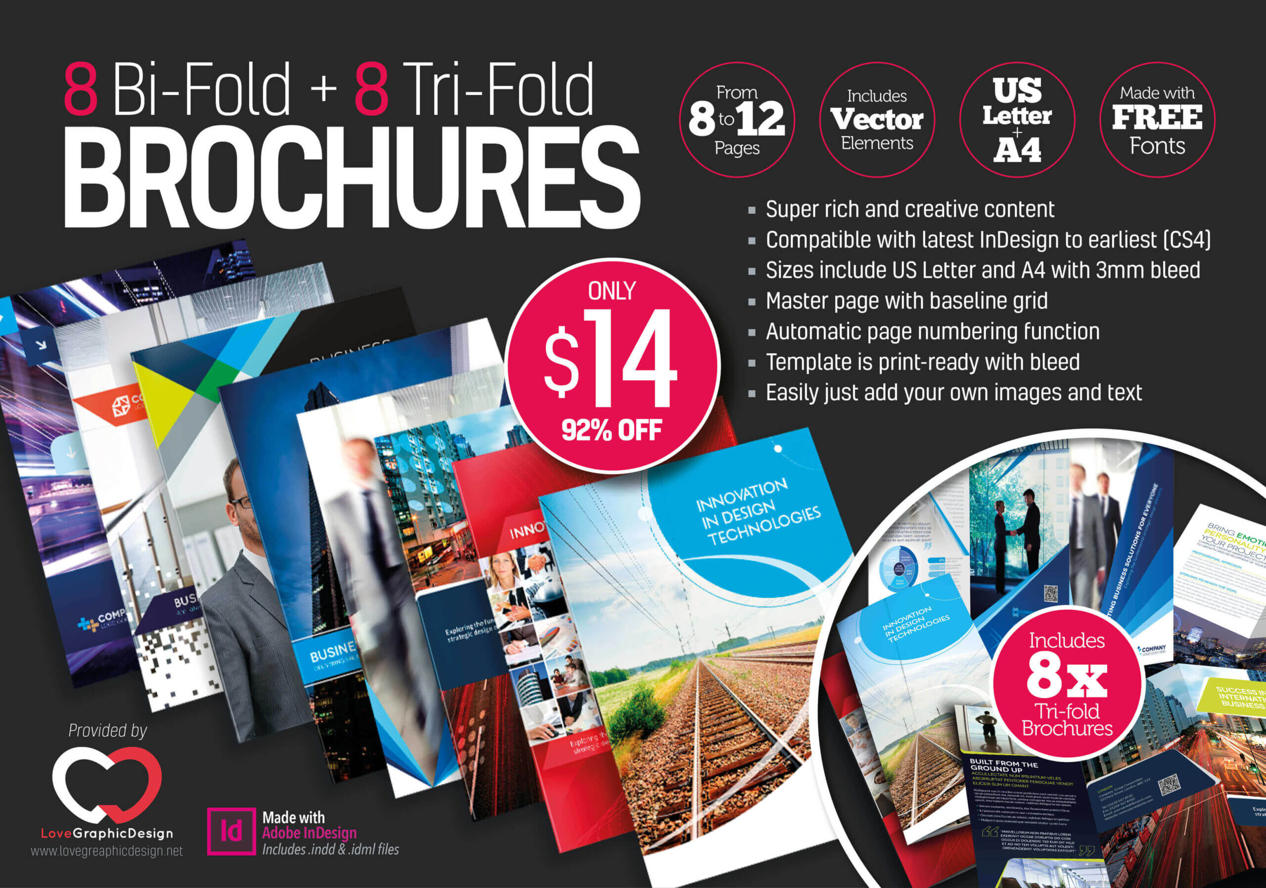 8 Print Ready Indesign Bi Fold & Tri Fold Brochure Templates With Regard To Adobe Indesign Tri Fold Brochure Template