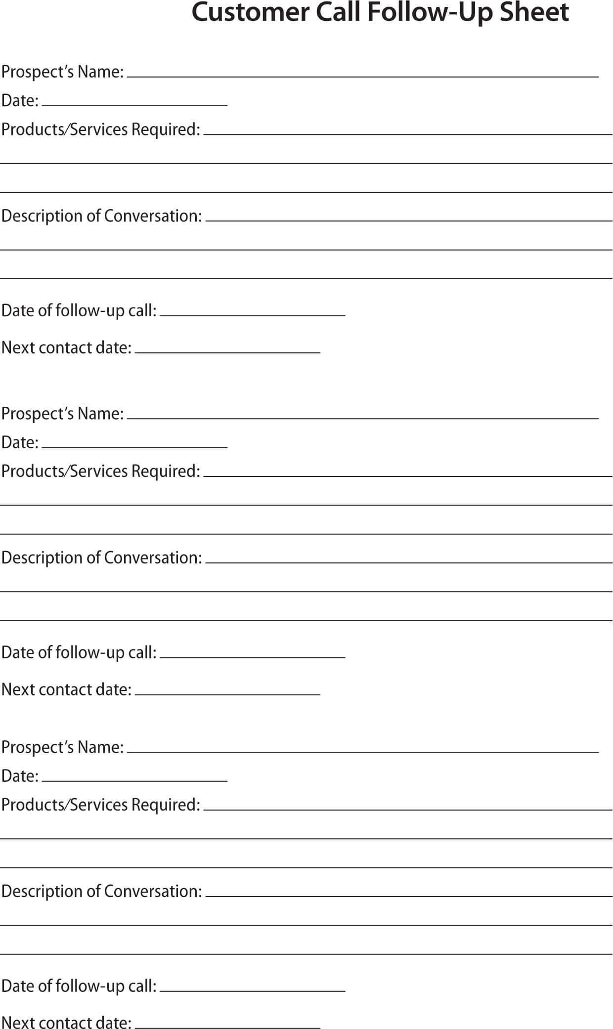 80 20 Prospect Sheet Customer Call Follow Up | Templates With Regard To Customer Contact Report Template