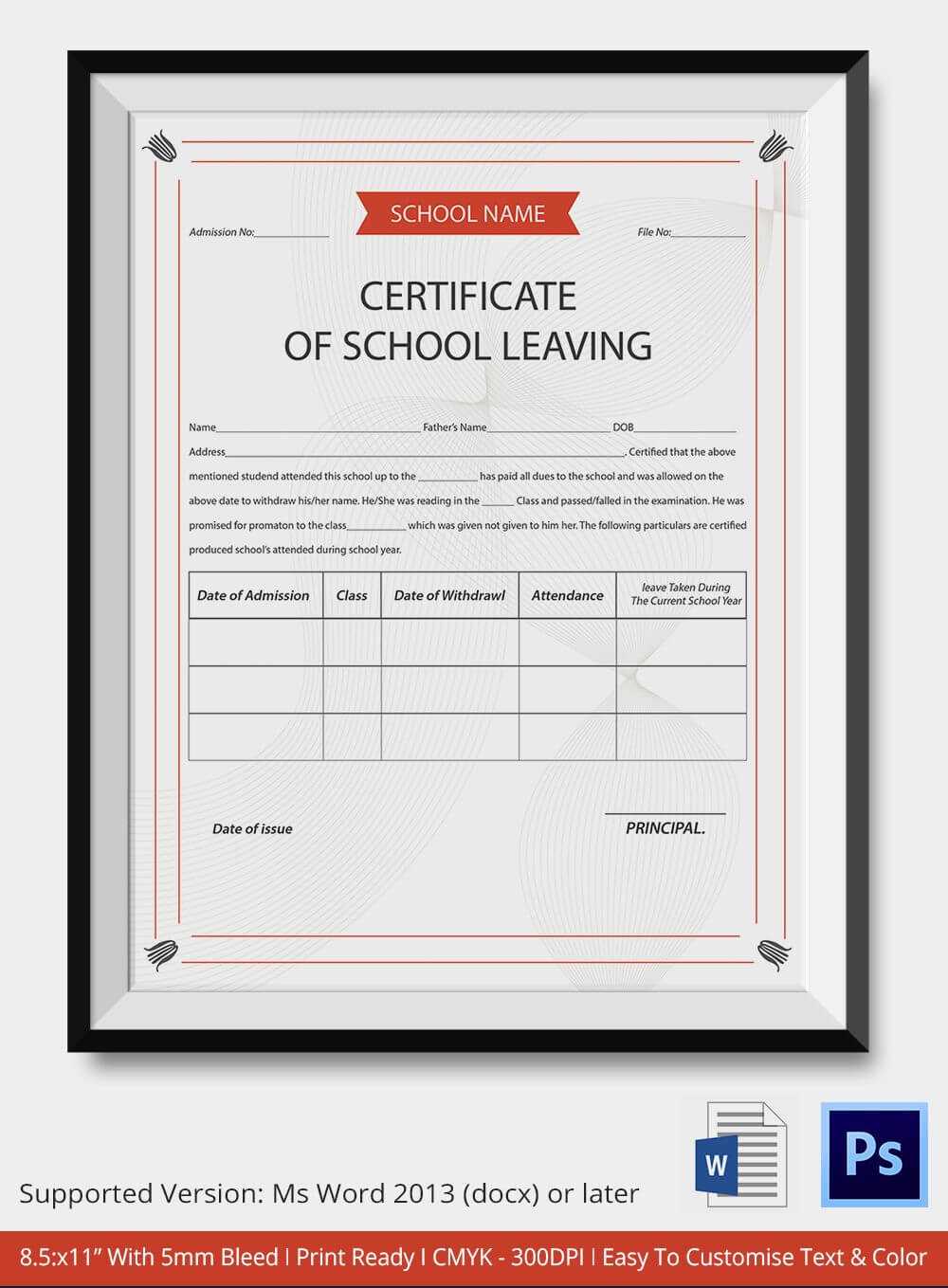 83+ Creative Custom Certificate Design Templates | School For School Leaving Certificate Template