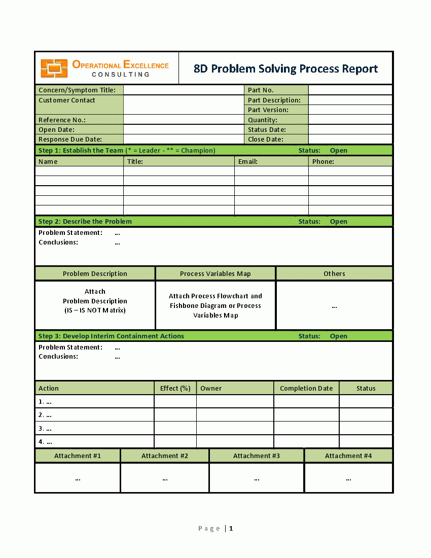 8D Problem Solving Process Report Template (Word) – Flevypro For 8D Report Template