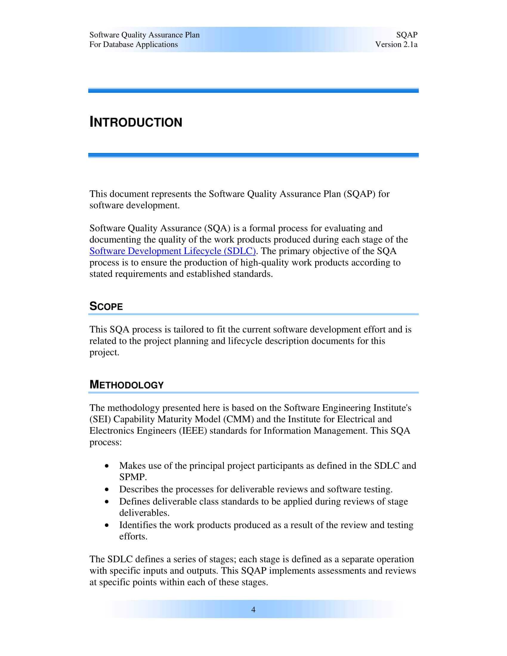 9+ Software Quality Assurance Plan Examples - Pdf | Examples For Software Quality Assurance Report Template