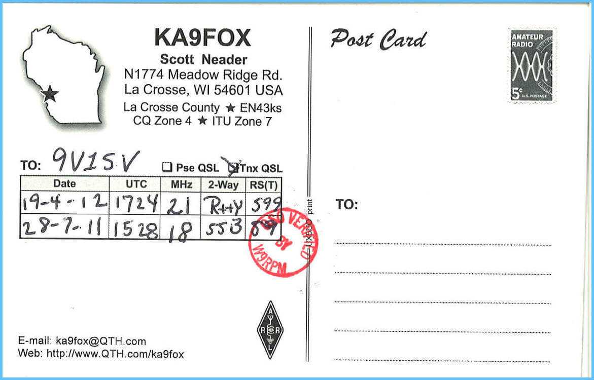 9V1Sv Ham Friends Within Qsl Card Template