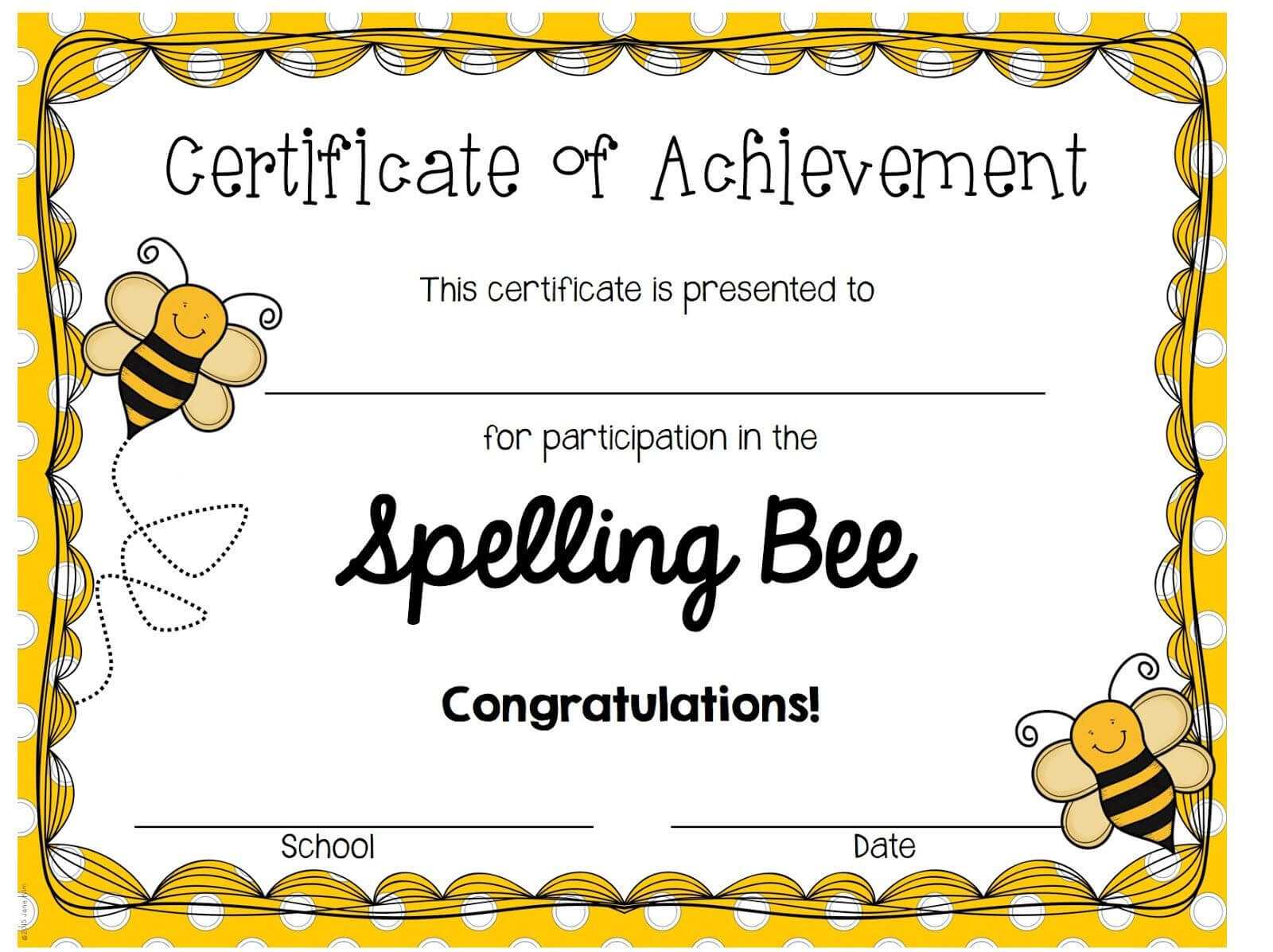 A Blog About Education, Children, Teaching, And My Journey Throughout Spelling Bee Award Certificate Template