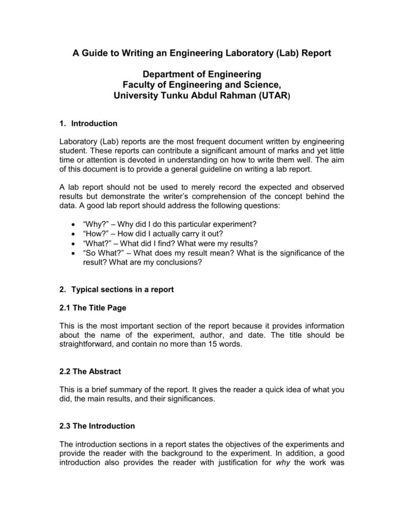 A Guide To Writing An Engineering Laboratory (Lab) Report With Engineering Lab Report Template