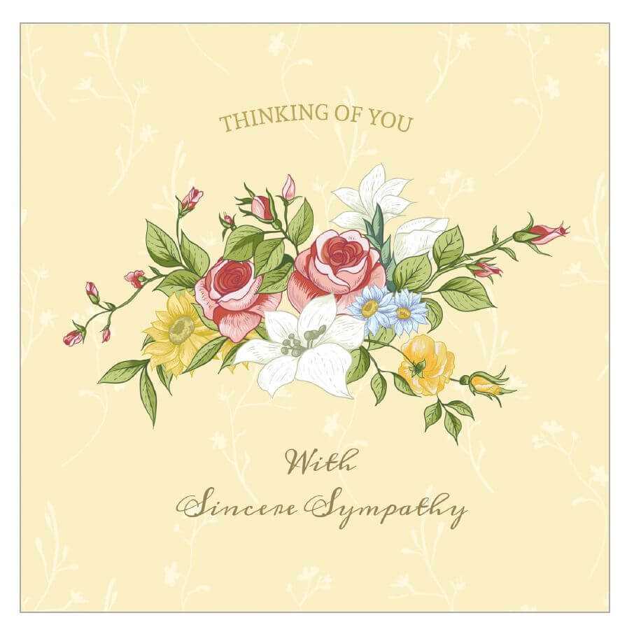 A Sympathy Card With A Bouquet Of Flowers On It. | Free Throughout Sympathy Card Template