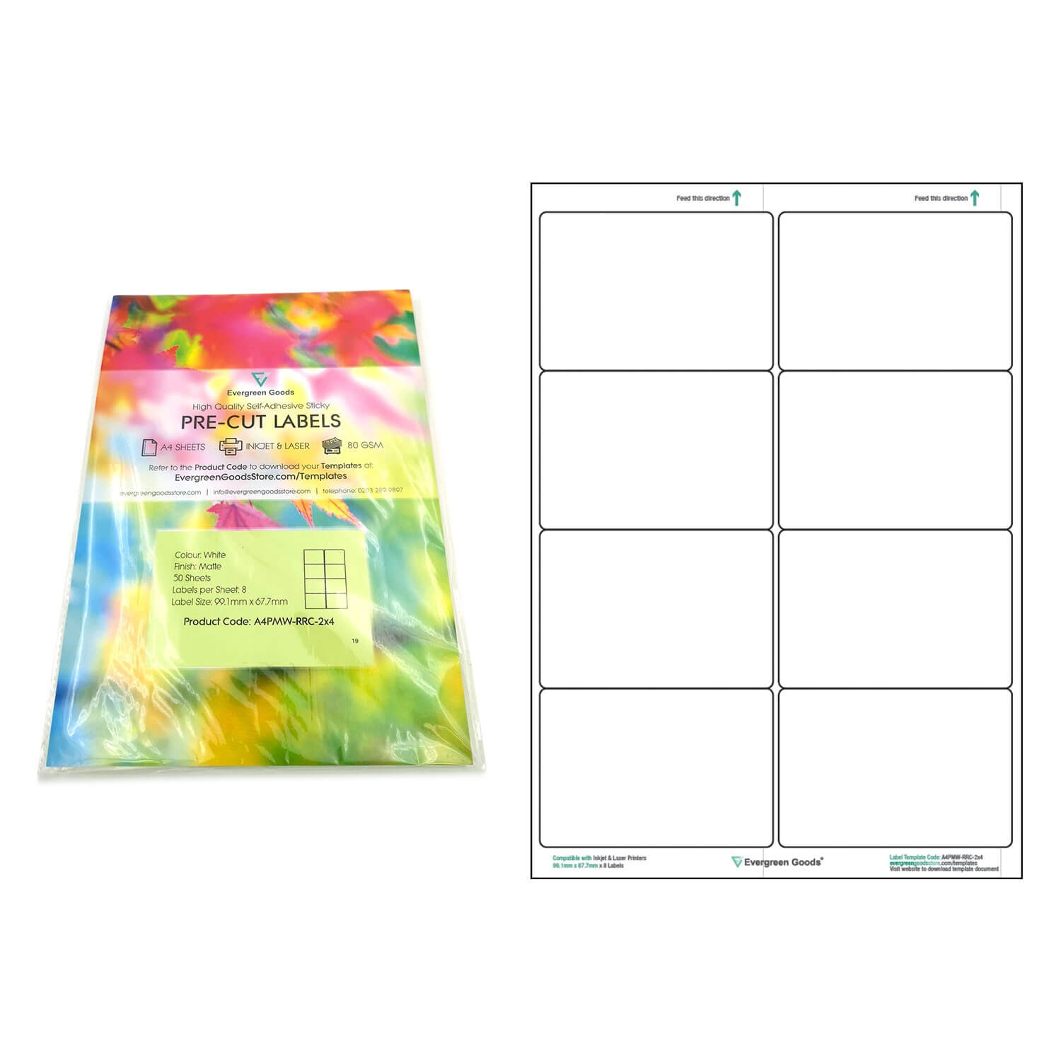 A4 Pre Cut Multi Matte White Paper Labels (2X4, 8 Labels Per With Word Label Template 21 Per Sheet