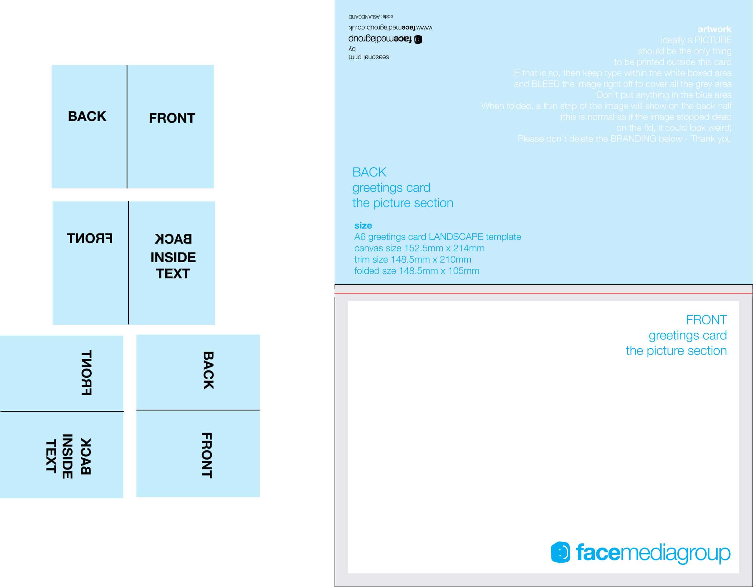 A6 Landscape Greetings Card Template - Tent Fold - Outside In Birthday Card Indesign Template