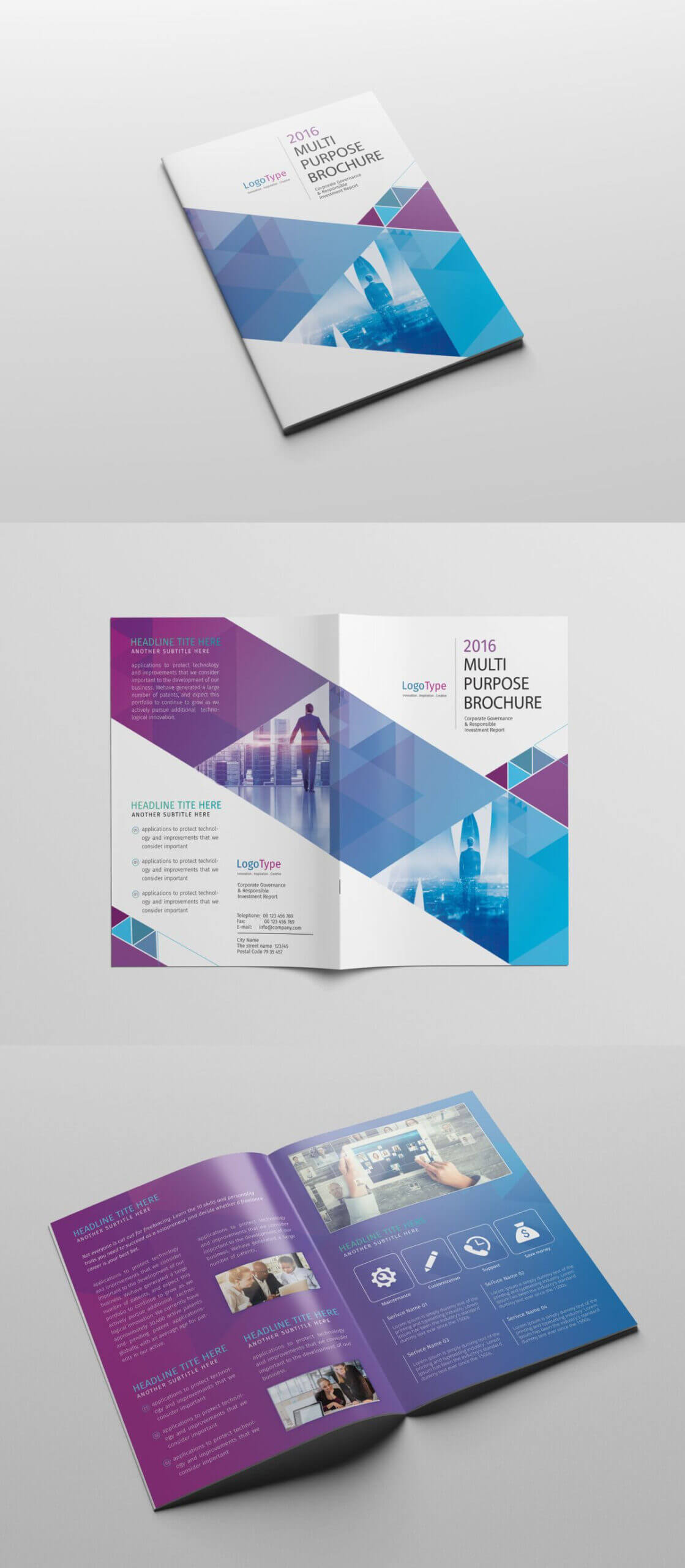 Abstract Bi Fold Brochure Template Psd | Desain For Two Fold Brochure Template Psd