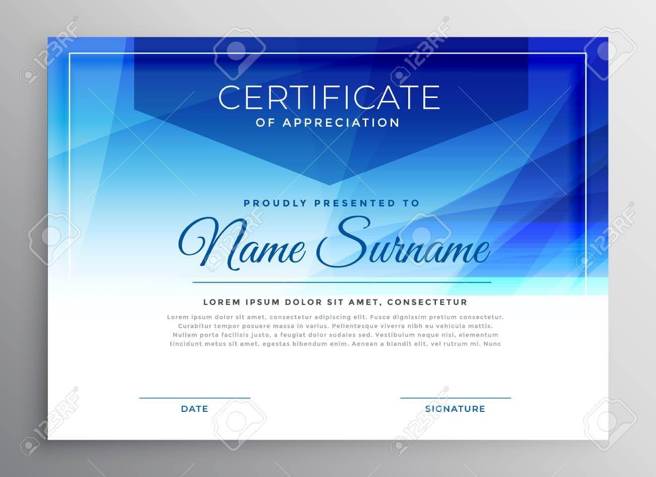 Abstract Blue Award Certificate Design Template In Award Certificate Design Template