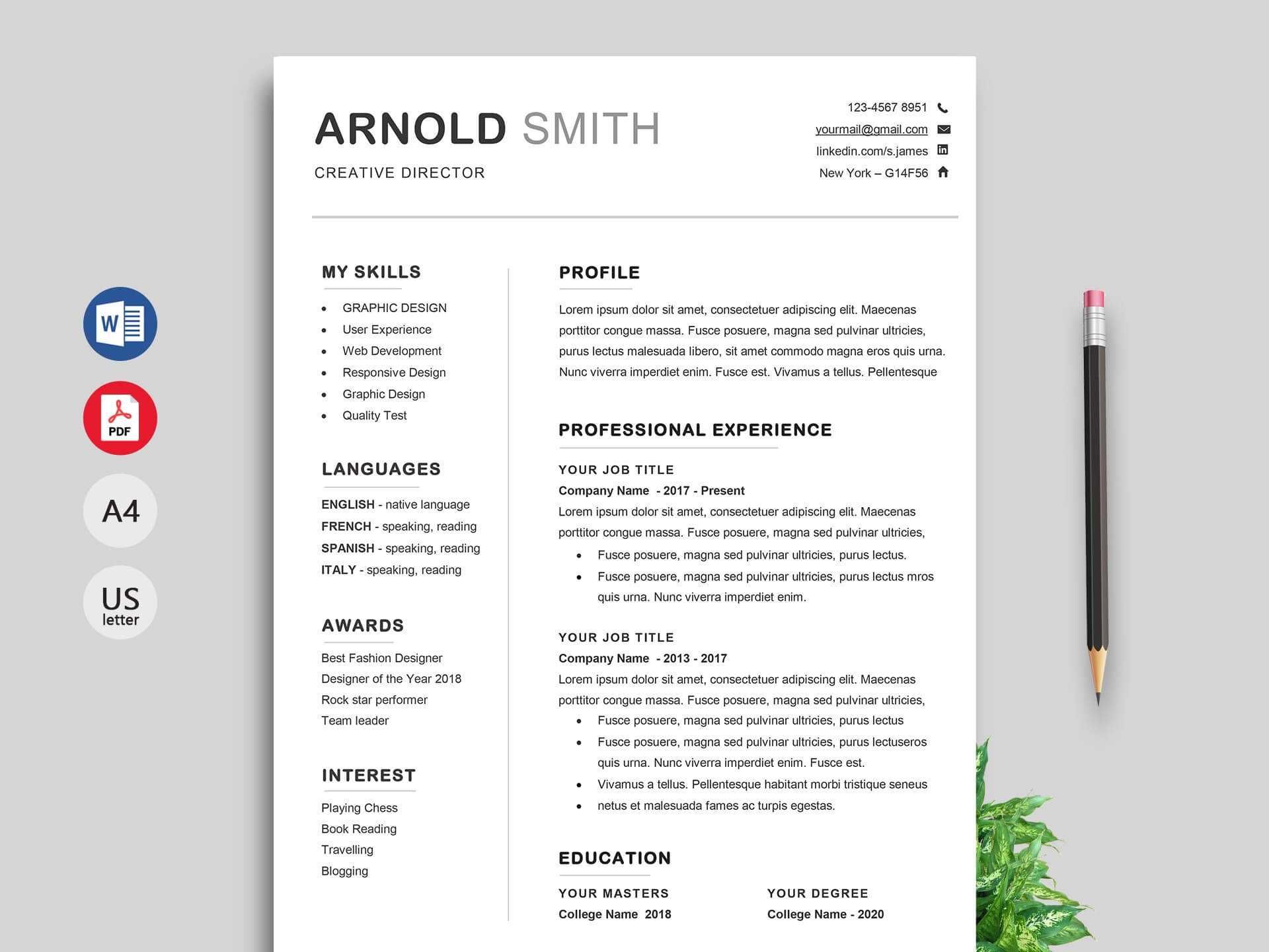 Ace Classic Cv Template Word - Resumekraft Within Free Resume Template Microsoft Word