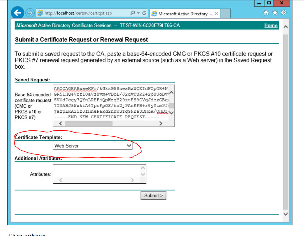 Ad Certificate Services - The Combobox To Select Template Is In Domain Controller Certificate Template