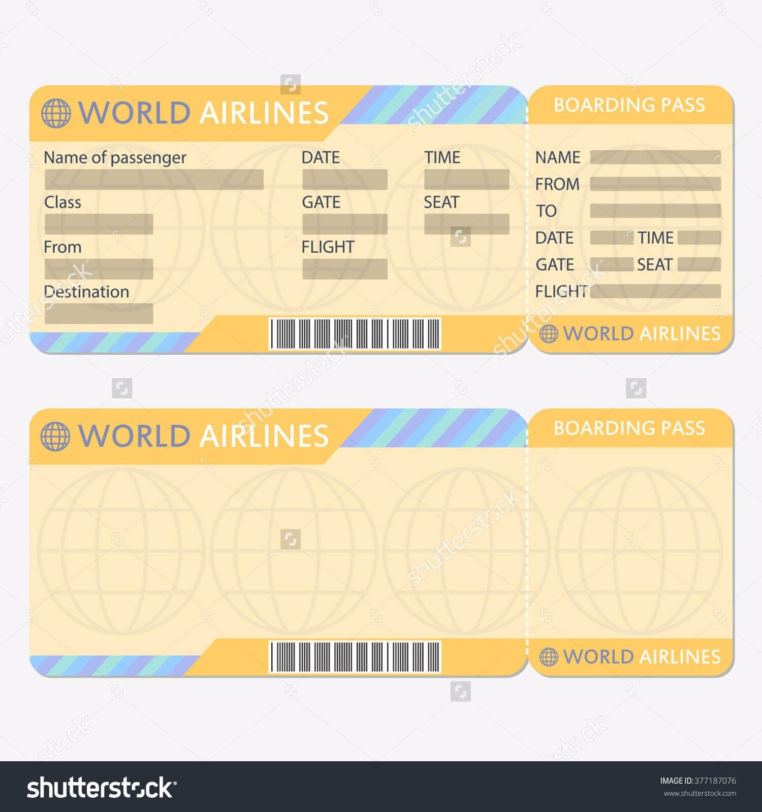 Airline Or Plane Ticket Template Boarding Pass Blank And Within Blank Train Ticket Template