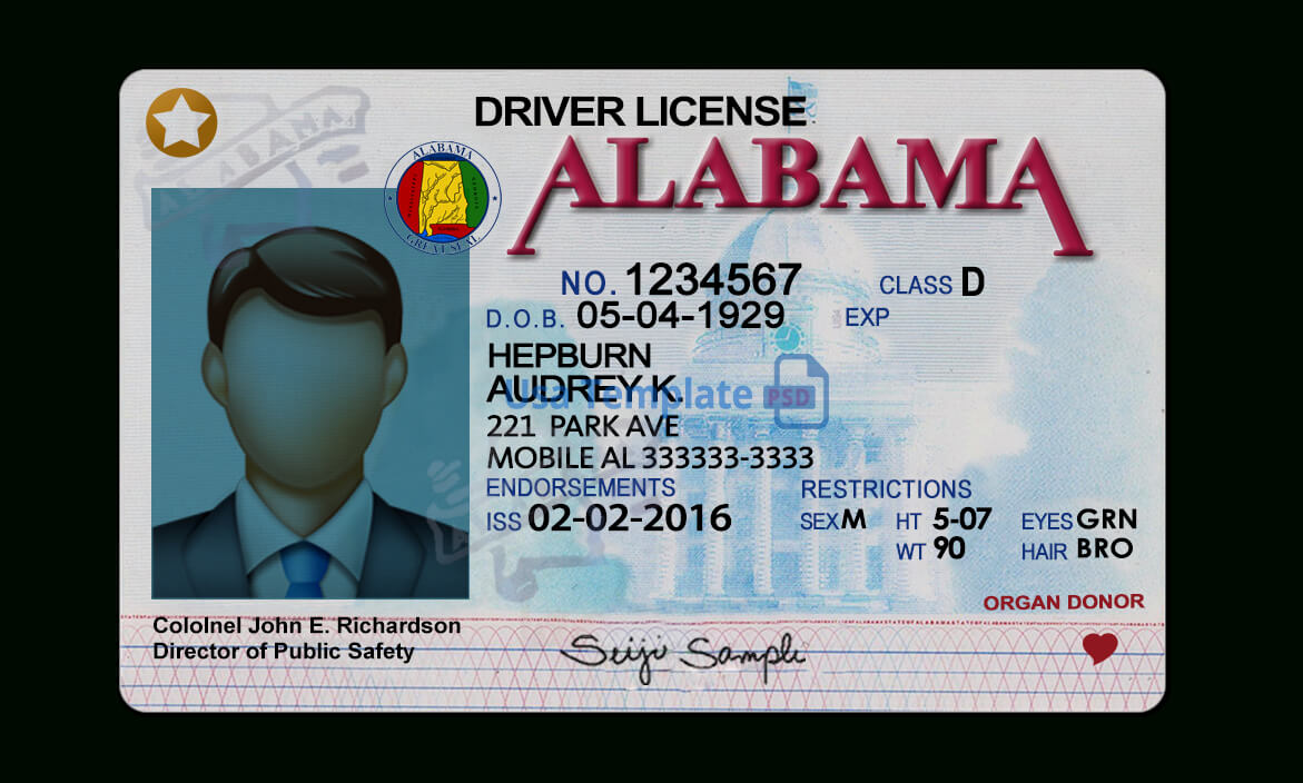 Alabama Driver License Template Throughout Blank Drivers License Template