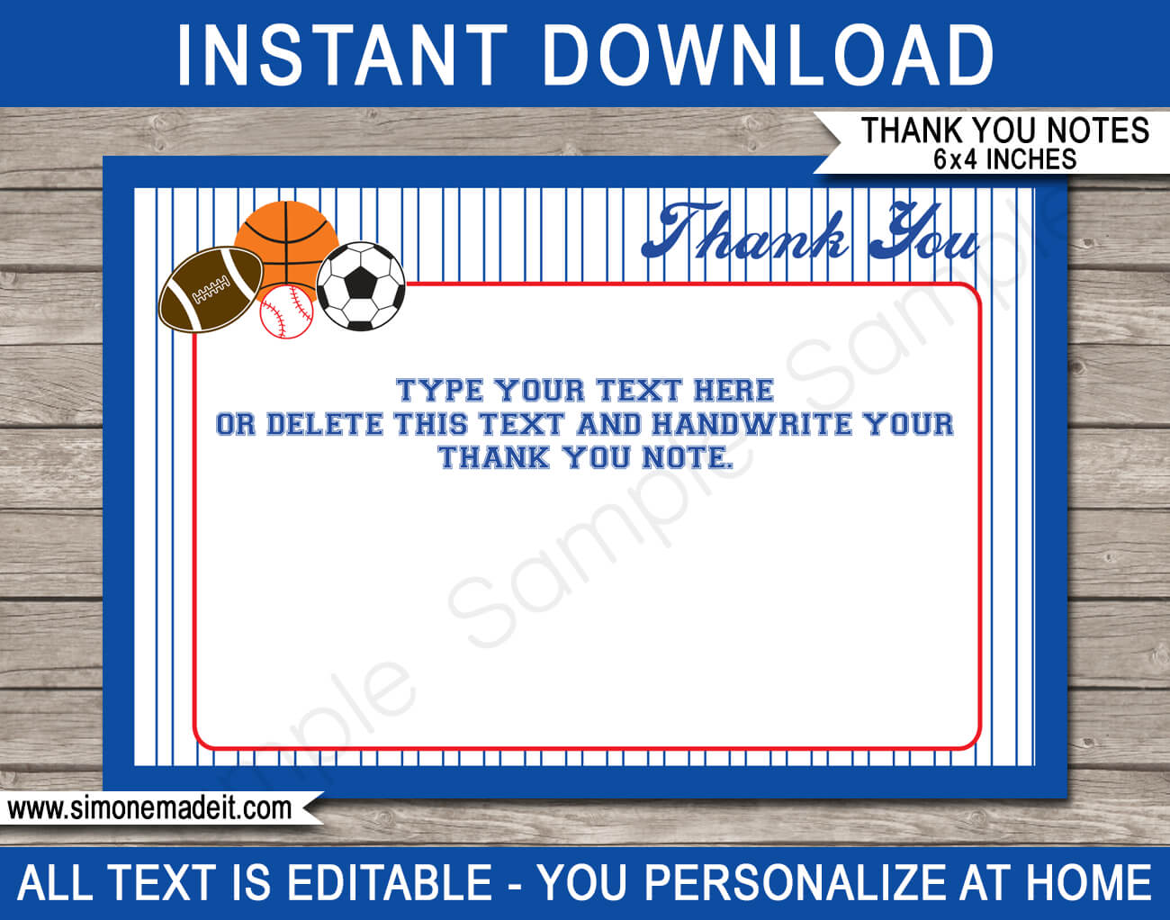 All Star Sports Party Thank You Cards Template Within Soccer Thank You Card Template