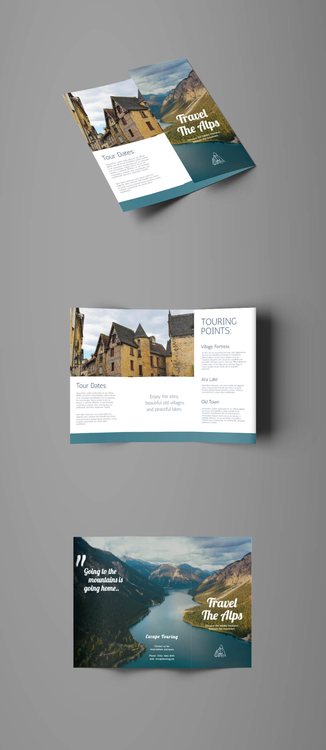 Alpine Travel Tri Fold Brochure Template | Travel Brochure With Regard To Online Brochure Template Free