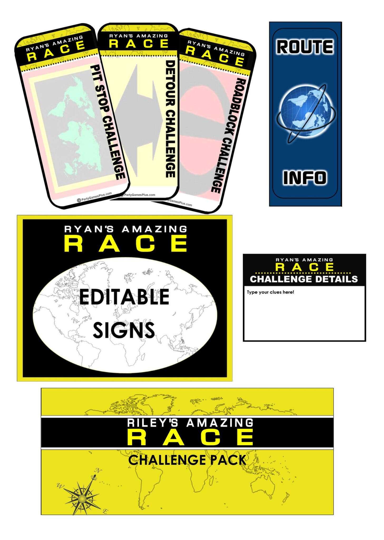 Amazing Race Clues & Challenge Cards – Editable | Amazing With Regard To Clue Card Template