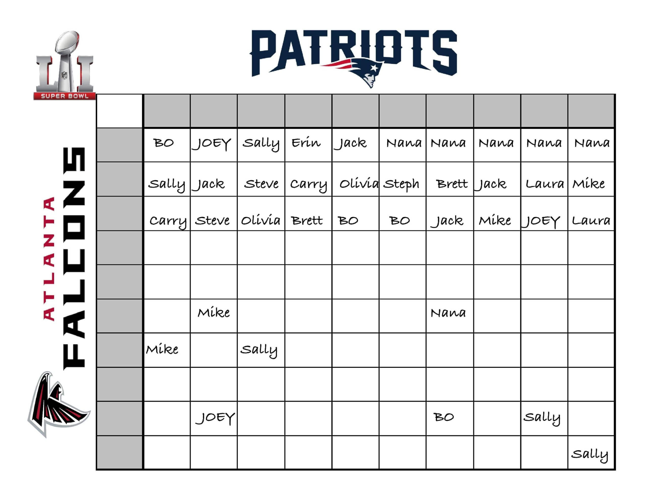 An Easy, Fun Way To Create A Super Bowl Betting Chart For With Regard To Football Betting Card Template
