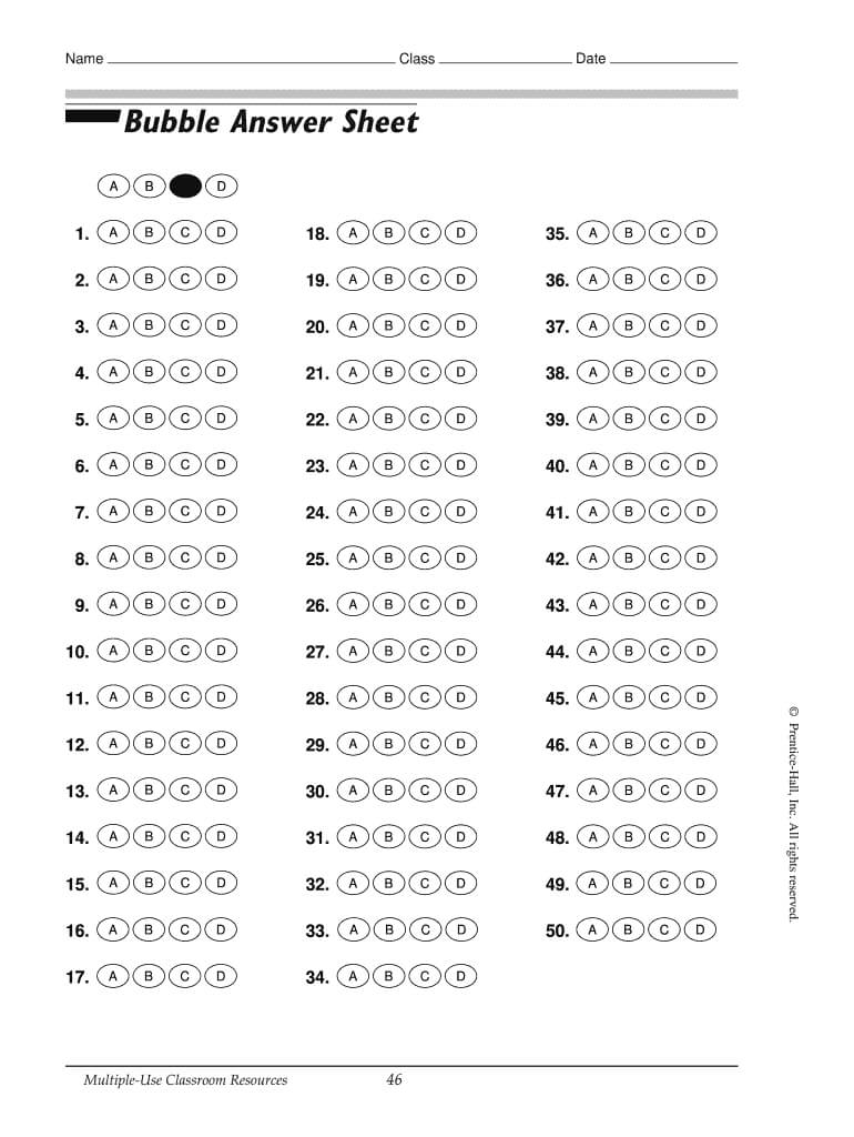 Answer Sheet Generator – Fill Online, Printable, Fillable In Blank Answer Sheet Template 1 100