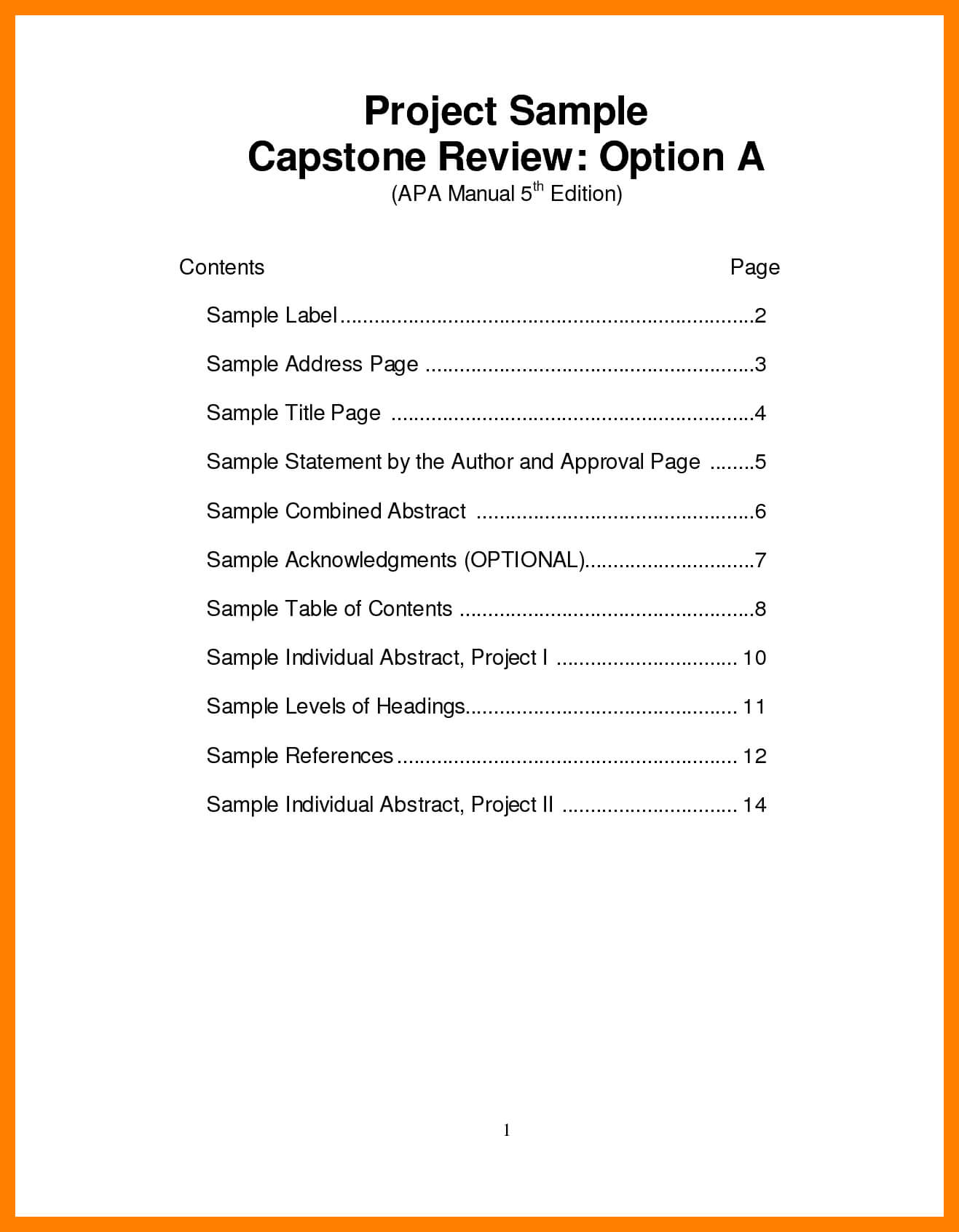 Apa Table Of Contents Example 6Th Edition – Forza For Blank Table Of Contents Template