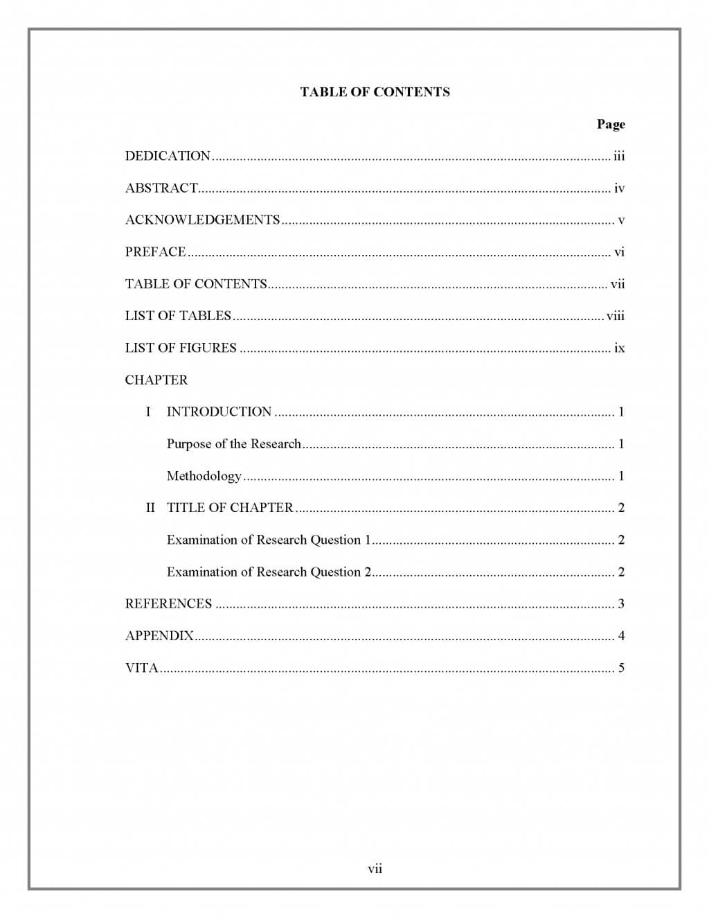 Apa Table Of Contents Template – Ironi.celikdemirsan In Microsoft Word Table Of Contents Template