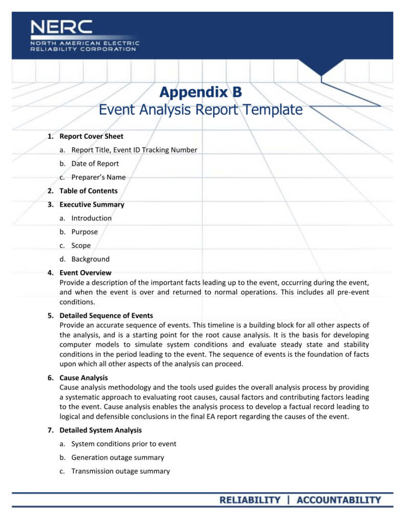 Appendix B - Event Analysis Report Template Pertaining To Reliability Report Template