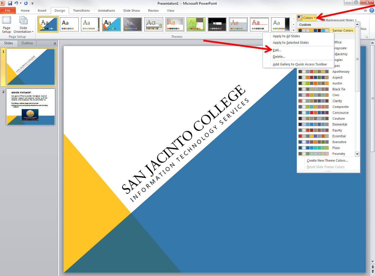 Applying And Modifying Themes In Powerpoint 2010 Intended For How To Edit A Powerpoint Template