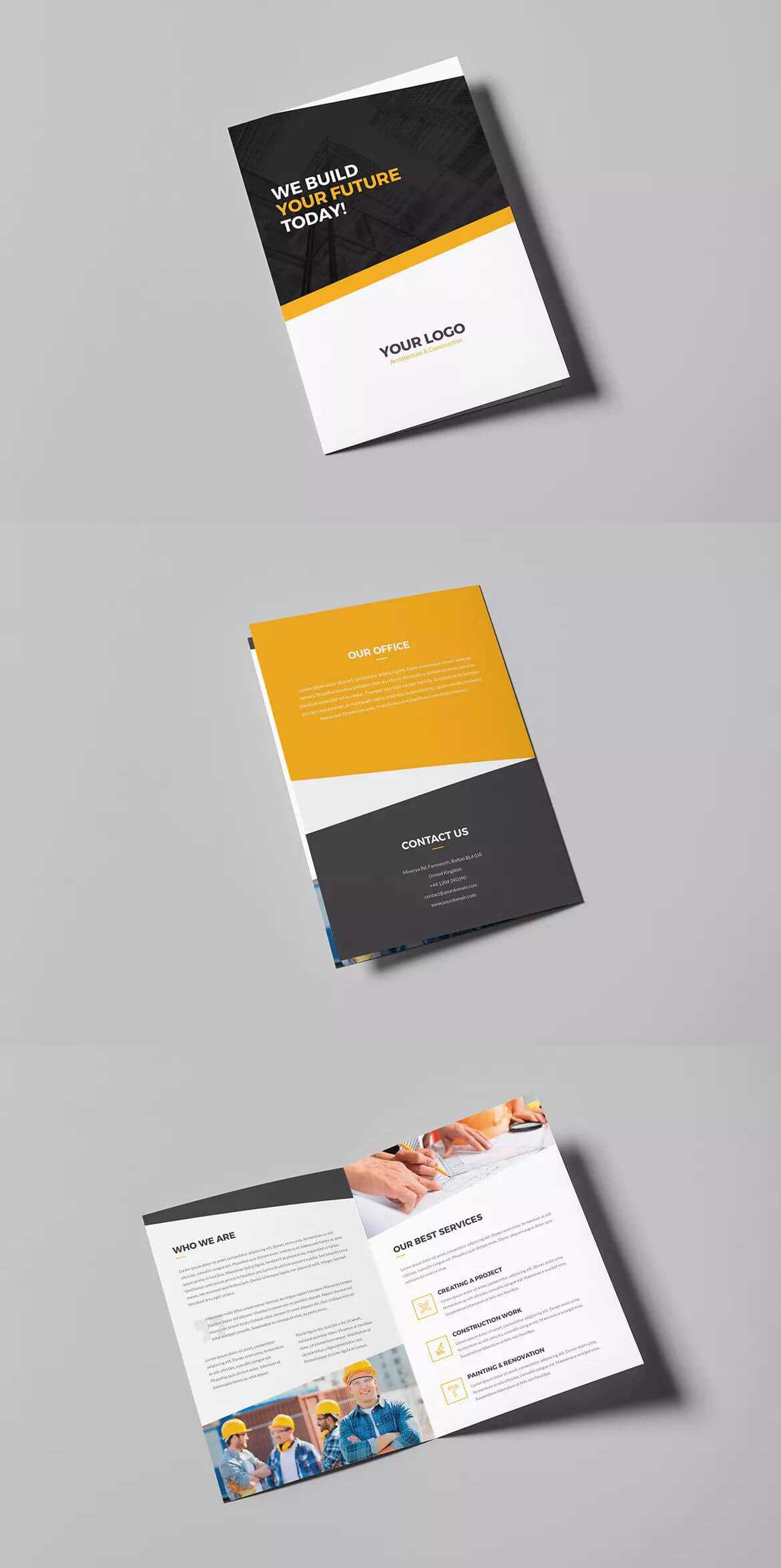 Architecture And Construction Bi Fold Brochure Template Psd Pertaining To Letter Size Brochure Template