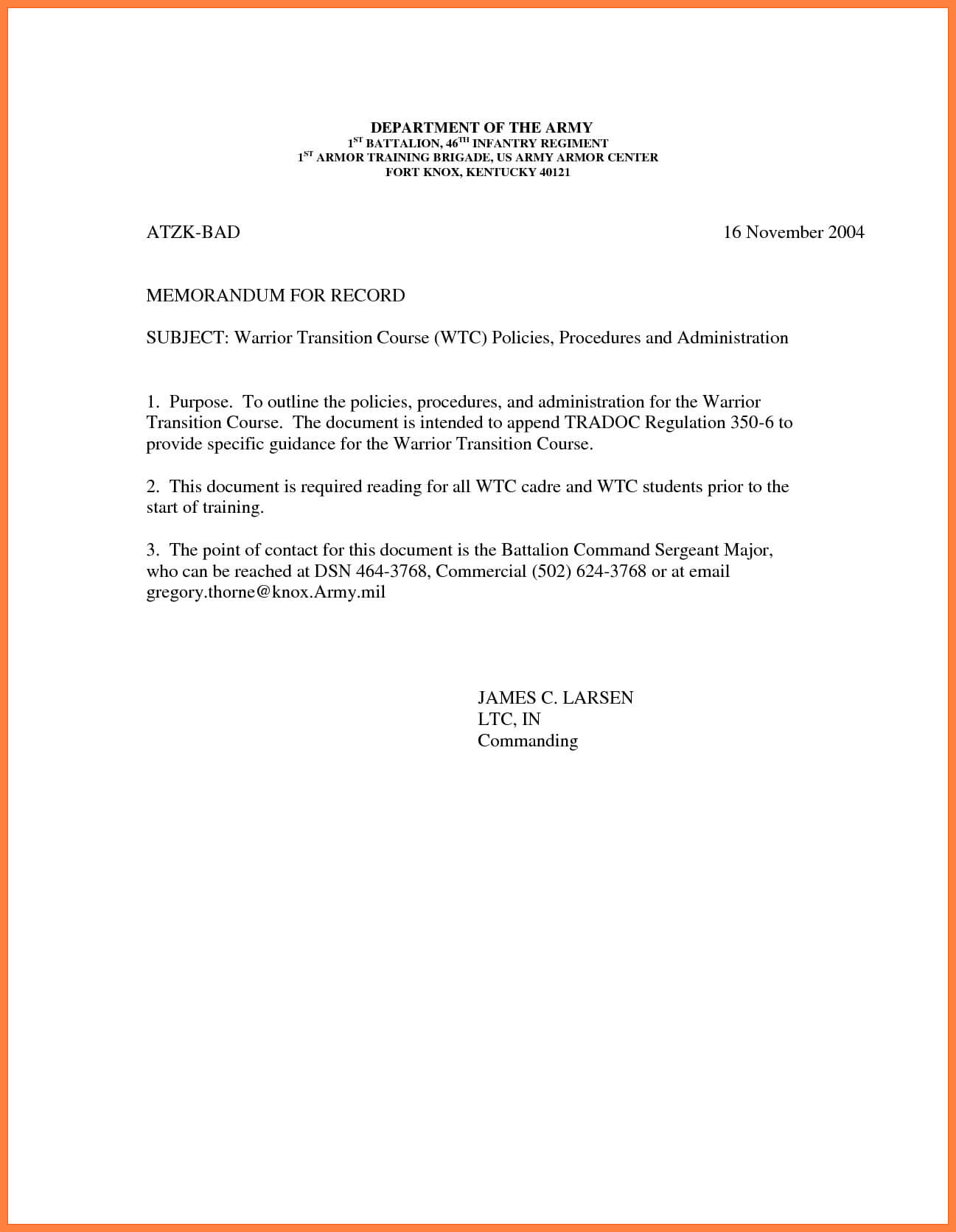 Army Memorandum For Record – Ironi.celikdemirsan Within Army Memorandum Template Word