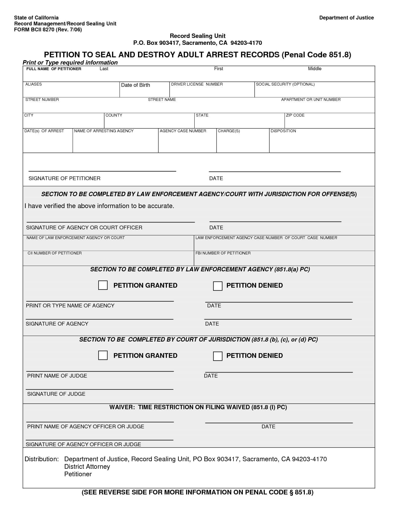 Arrest Record Template | Ca – Criminal – Petition To Seal Intended For Autopsy Report Template
