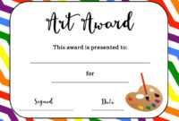 Art Award Certificate (Free Printable) | Art Certificate for Classroom Certificates Templates