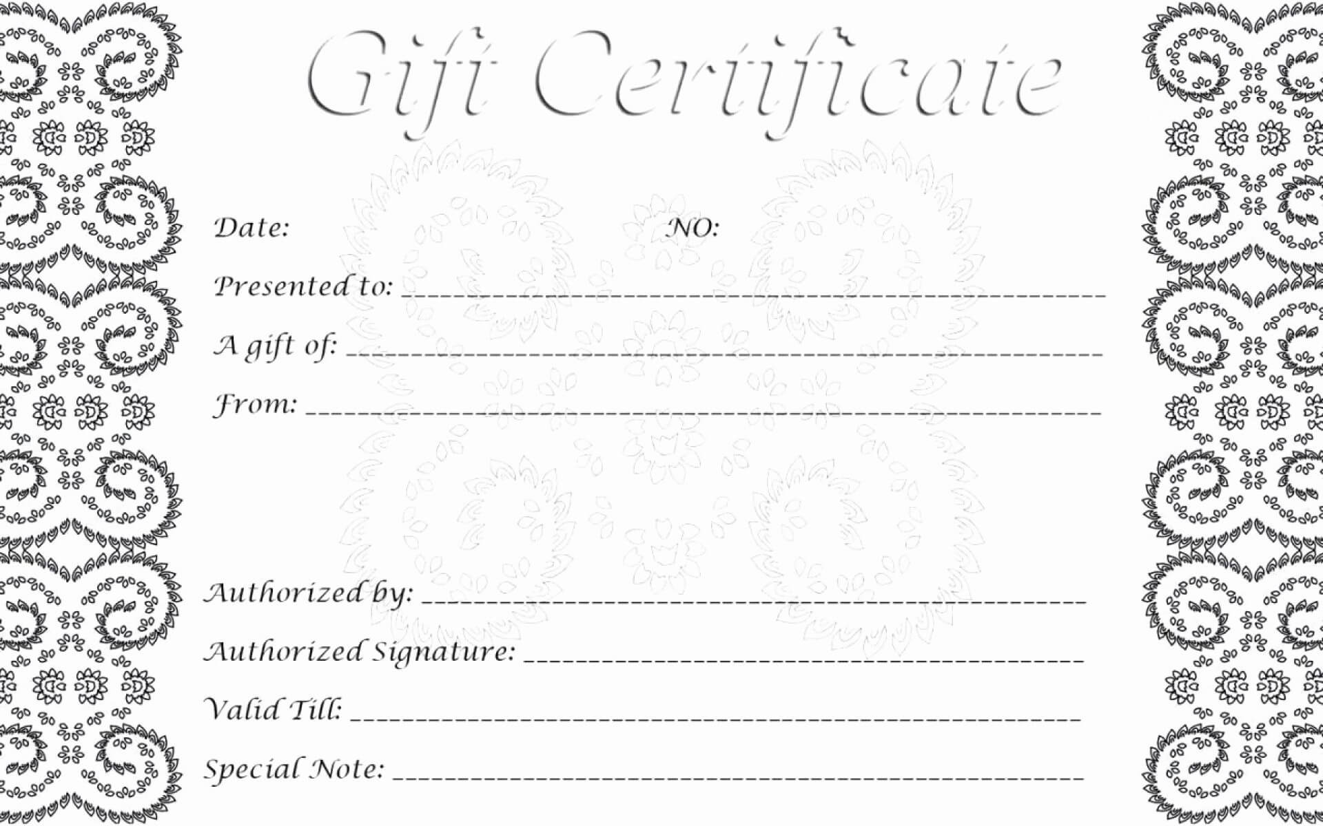 Astounding Blank Gift Certificate Template Ideas Birthday Regarding Black And White Gift Certificate Template Free
