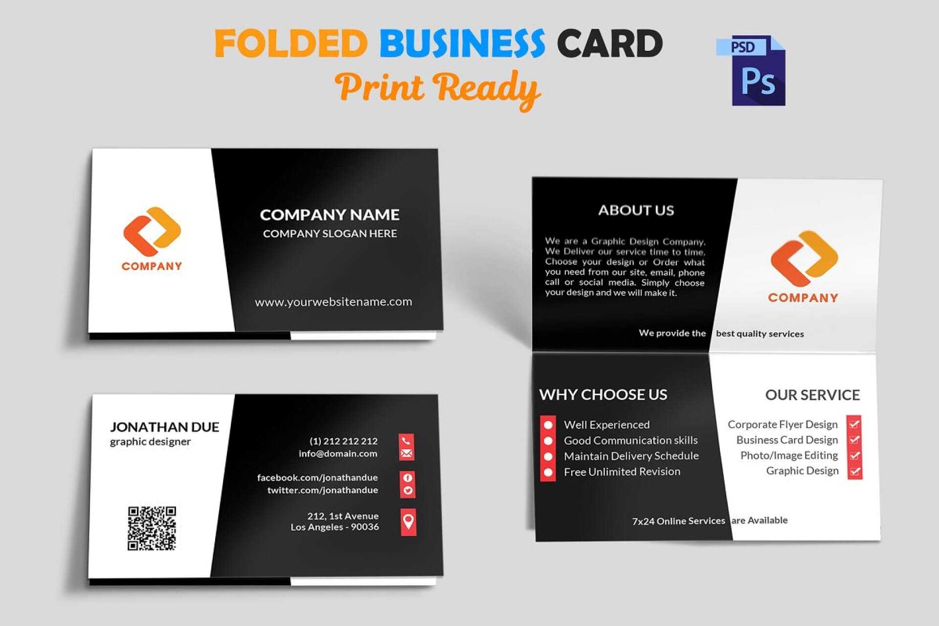 Astounding Folding Business Card Templates Template Ideas Within Fold Over Business Card Template