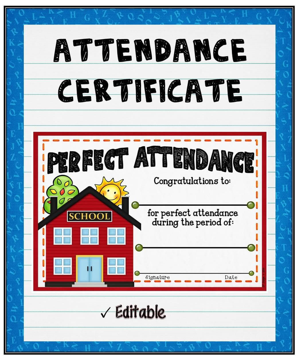 Attendance Certificate 1 {Fillable} | Attendance Certificate With Perfect Attendance Certificate Free Template