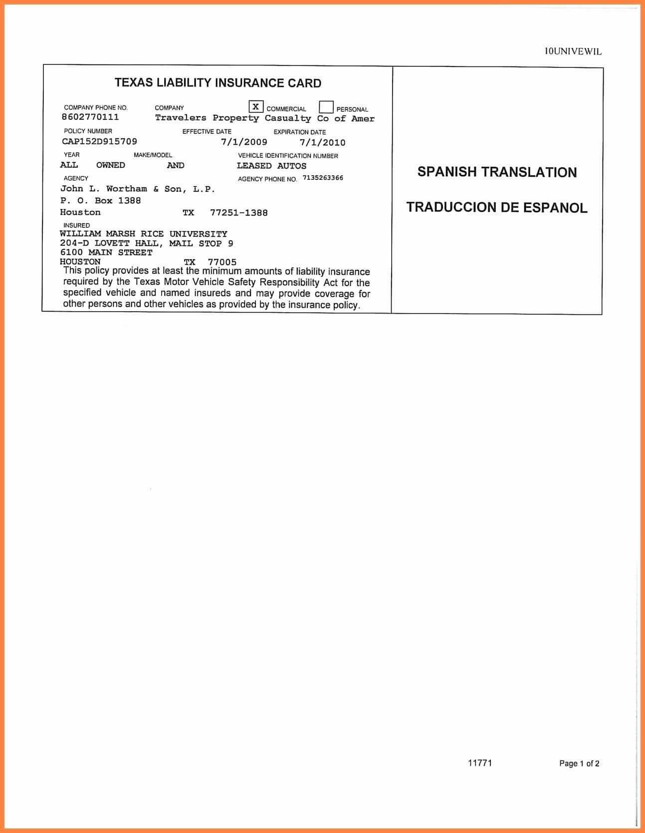 Auto Insurance Card Template Free Download #2 | Id Card For Car Insurance Card Template Free