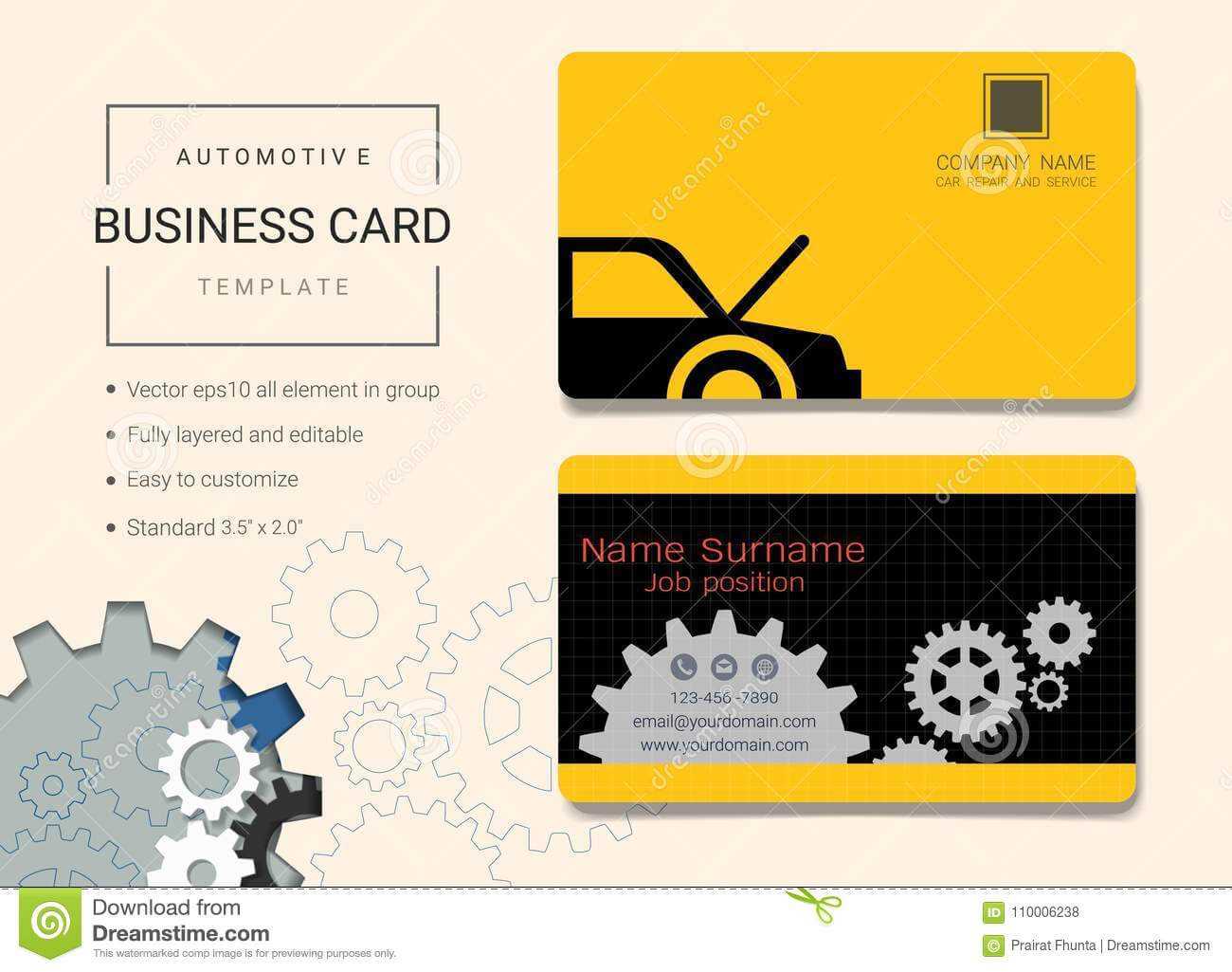 Automotive Business Card Or Name Card Template. Stock Vector Regarding Automotive Business Card Templates