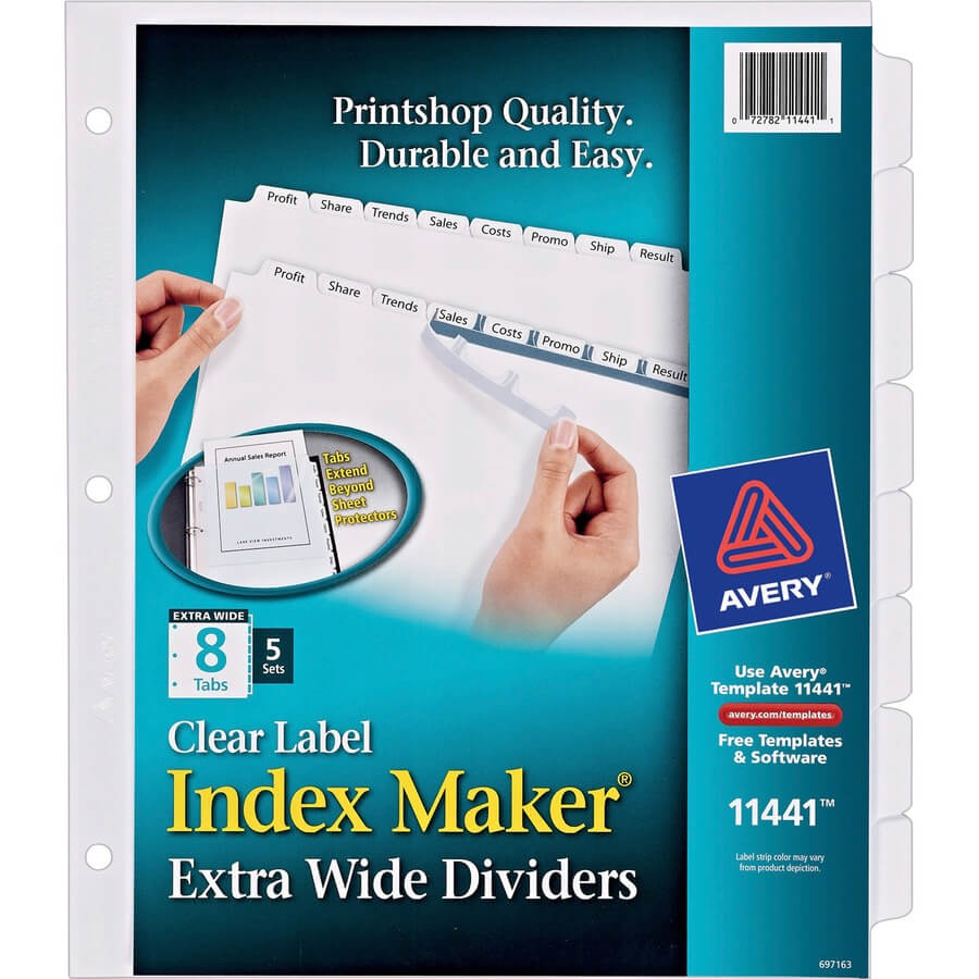 Avery® Index Maker Extra Wide Print & Apply Clear Label Intended For 8 Tab Divider Template Word