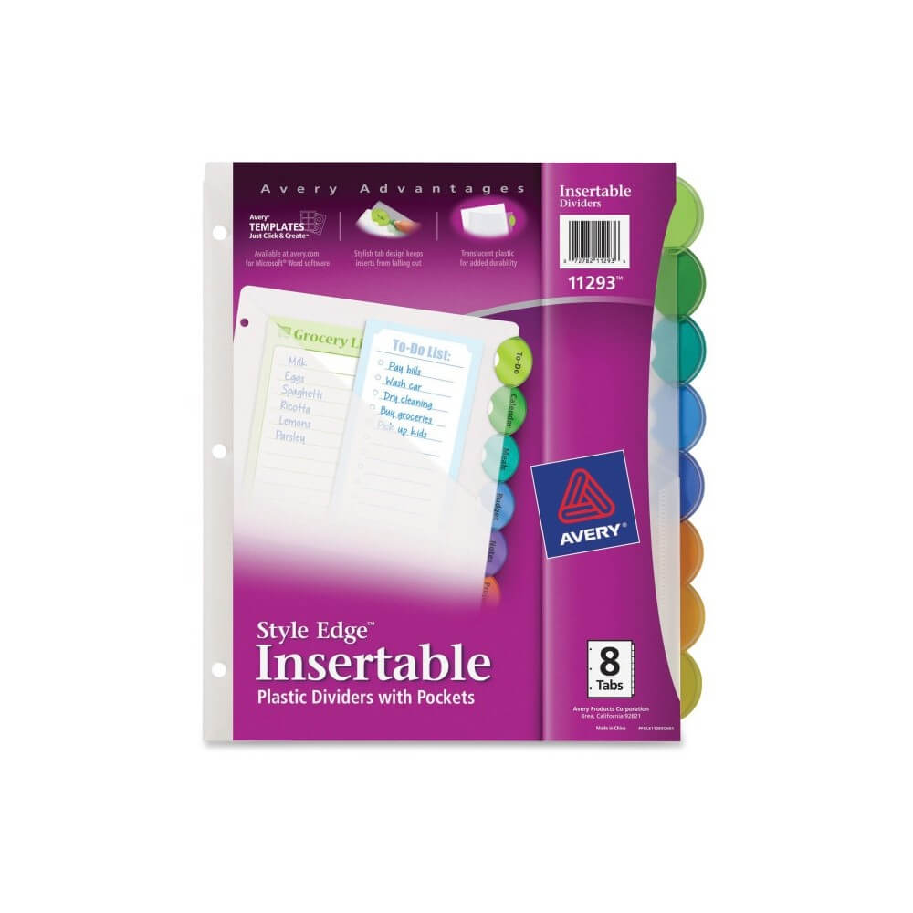 Avery Style Edge Plastic Insertable Dividers – 8.5" X 11 Inside 8 Tab Divider Template Word