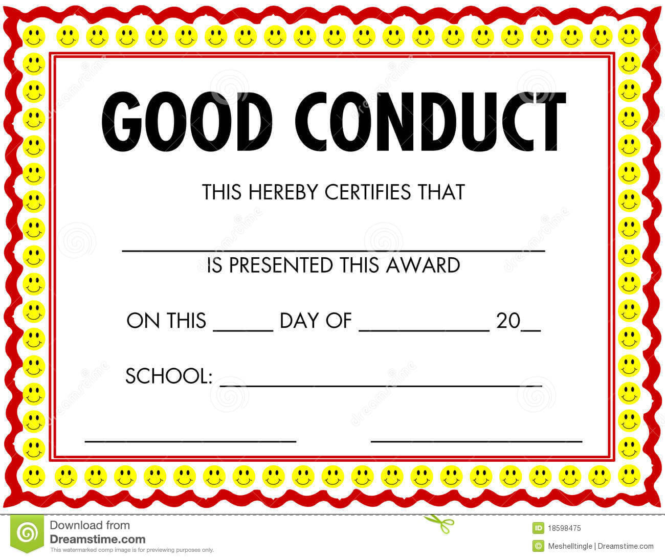 Award Certificate Good Conduct Stock Vector - Illustration In Good Conduct Certificate Template