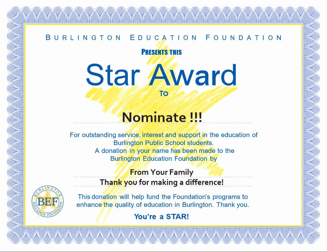 Award Certificate Template Free Fresh Star Awards Burlington With Star Certificate Templates Free