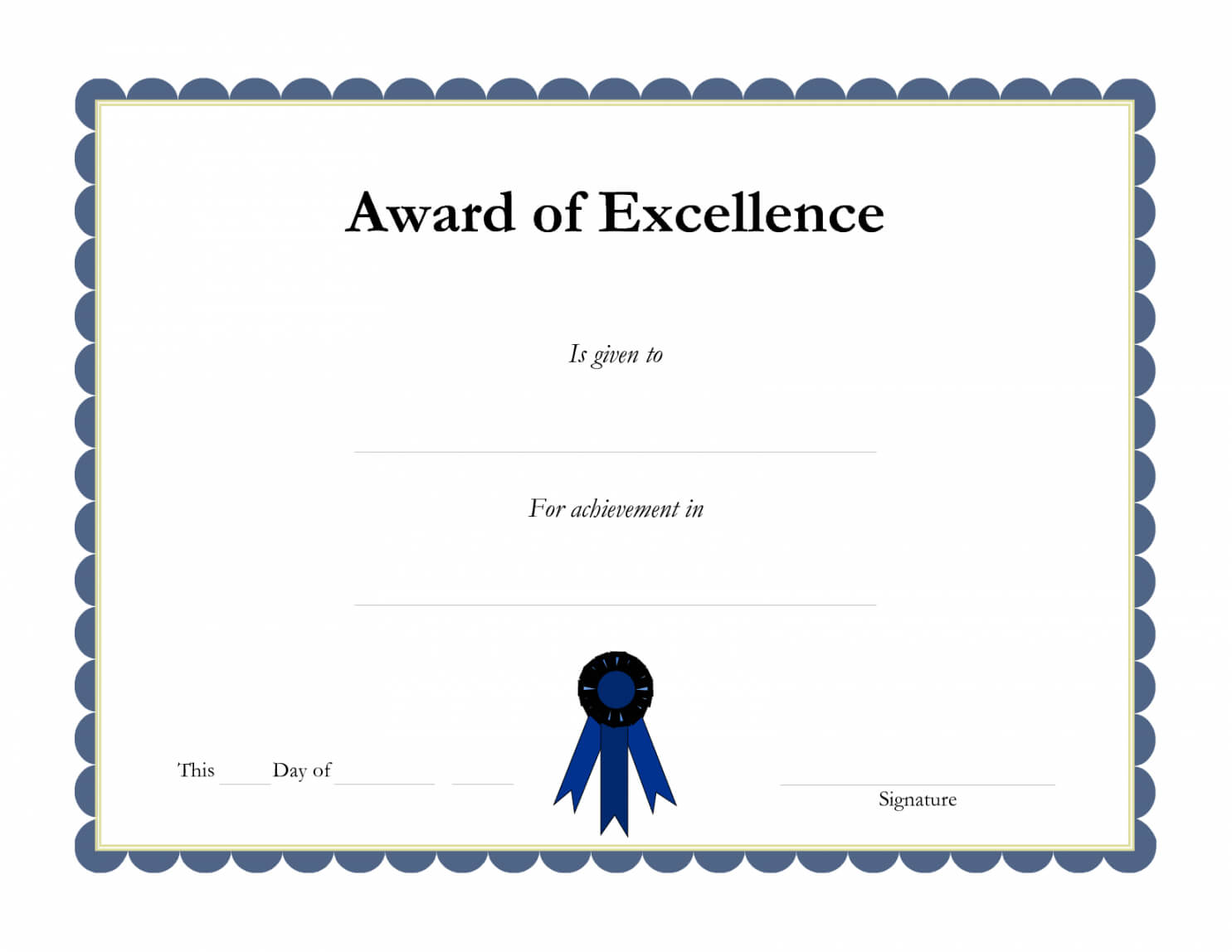 Award Template Certificate Borders Award Of Excellenceis In Academic Award Certificate Template